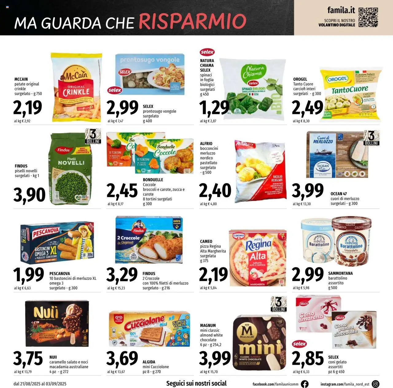 Volantino Famila del 21.08.2025 | Pagina: 8 | Prodotti: Patate, Pasta, Zucca, Piselli