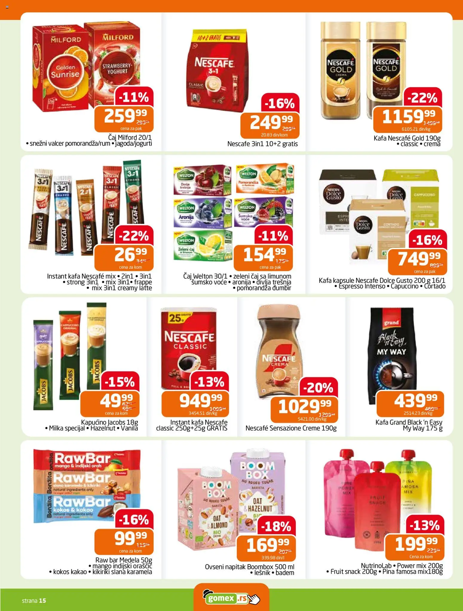 Gomex katalog - važi od 18.02.2026 | Strana: 13 | Proizvode: Dolce Gusto, Lešnik, Pomorandza, Kapućino
