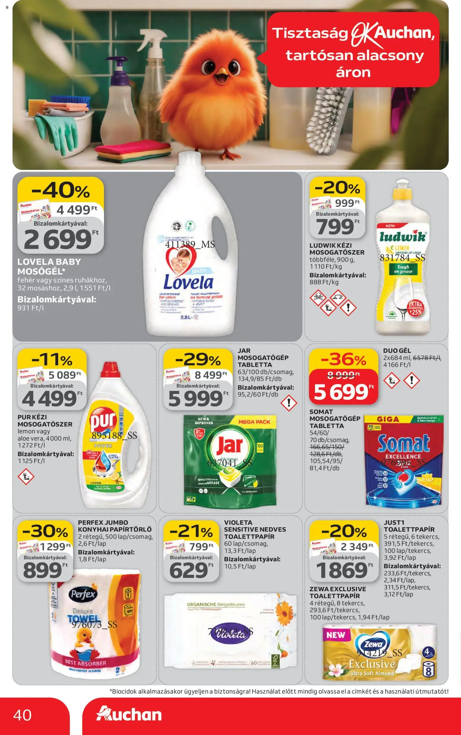 Auchan akciós ujság - amely érvényes a következő dátumtól: 12.02.2026 | Oldal: 40 | Termékek: Somat, Papírtörlő, Mosogatógép, Mosogatószer