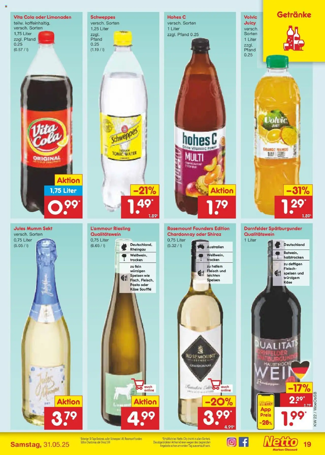 Netto Marken-Discount prospekt Gemmingen	 - gültig ab dem 26.05.2025 | Seite: 27 | Produkte: Mumm sekt, Cola, Sekt, Hohes c