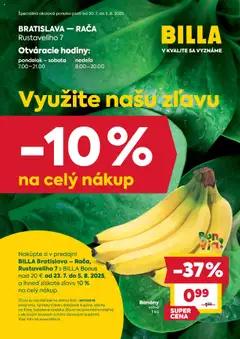 Billa akcia Bratislava - Rača - náhľad platný od 30.07.2025