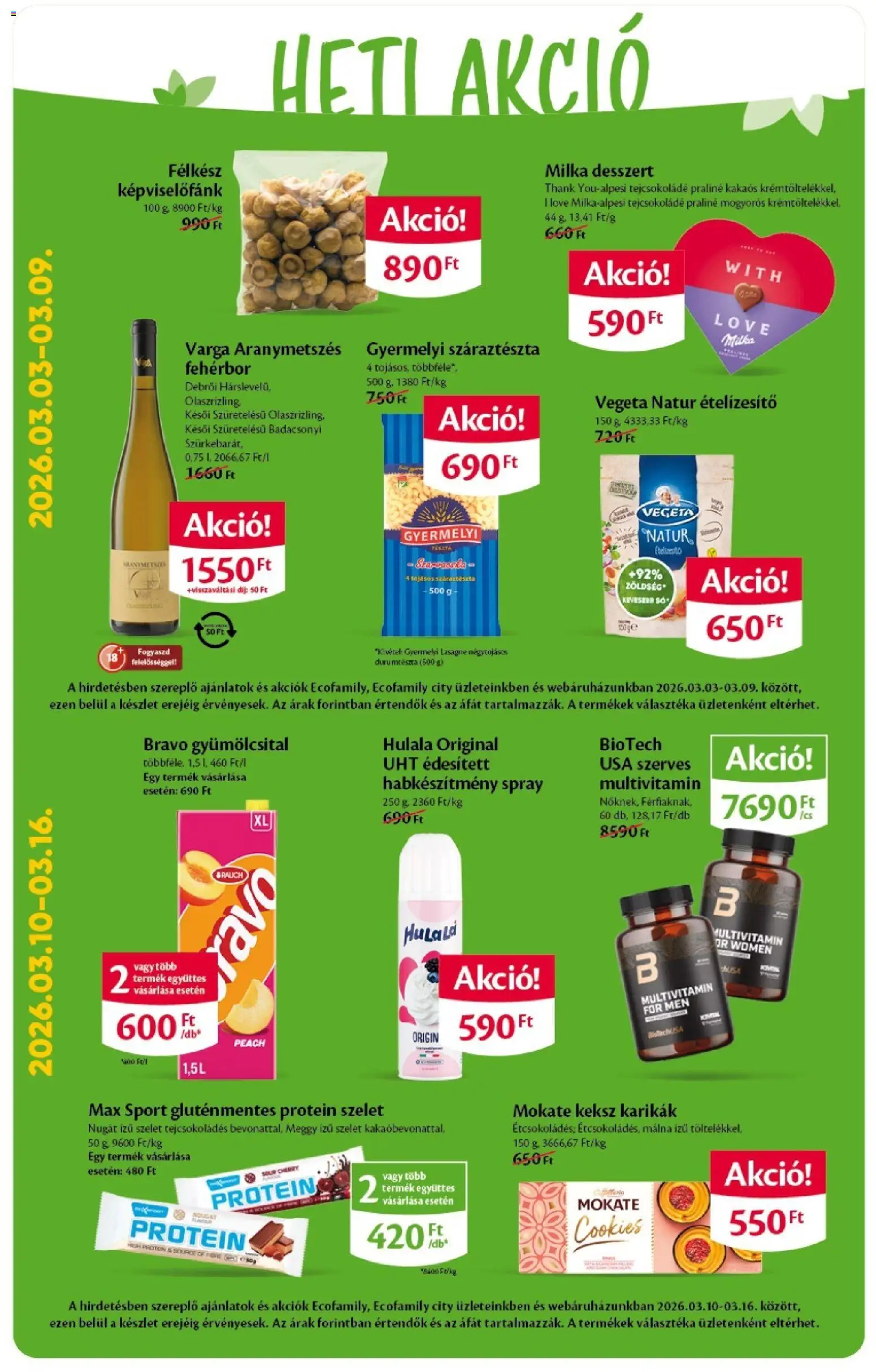 EcoFamily akciós ujság - amely érvényes a következő dátumtól: 05.03.2026 | Oldal: 2 | Termékek: Málna, Vegeta, Ágy, Keksz