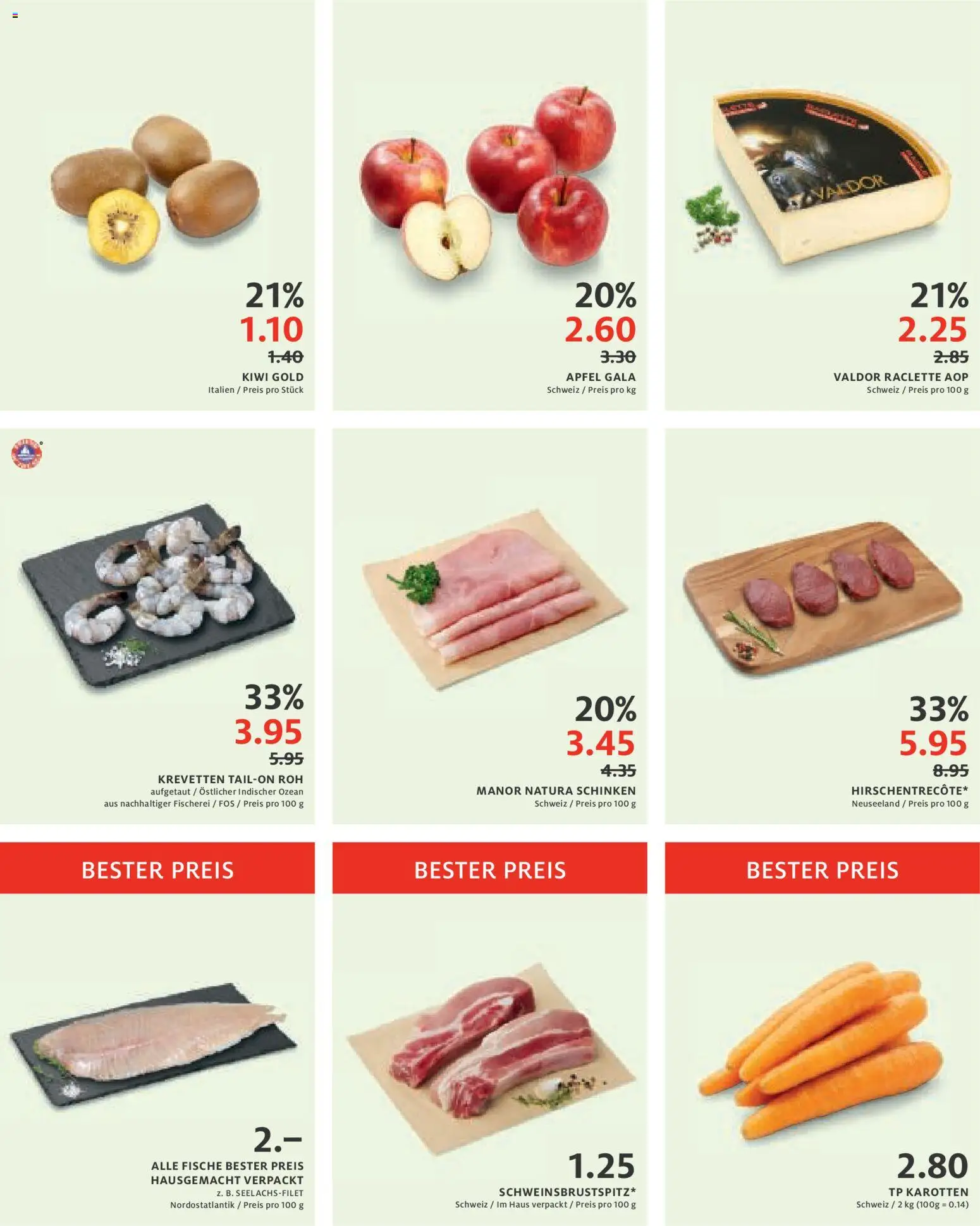 Manor Aktionen – gültig ab 11.11.2025 | Seite: 2 | Produkte: Schinken, Äpfel, Kiwi, Raclette