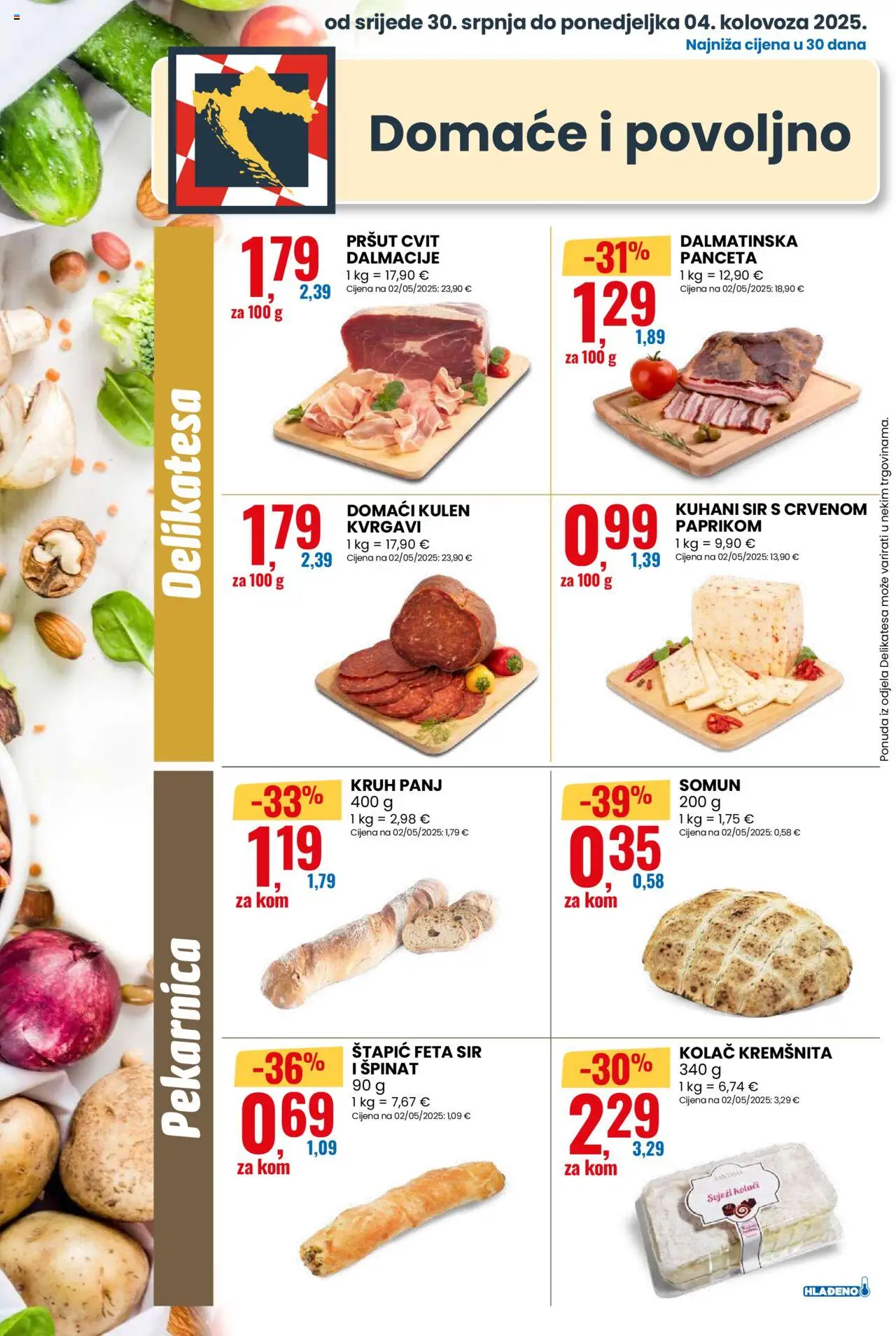 Eurospin katalog | vrijedi od 30.07.2025 | Stranica: 2 | Proizvodi: Feta, Kruh, Kulen, Panceta