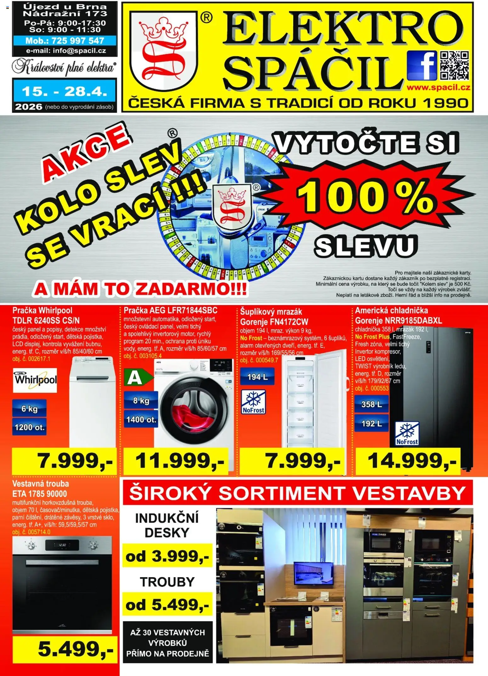Elektro Spáčil leták od 15.04.2026 | Strana: 1 | Produkty: Mrazák, Trouba, Elektro, LED