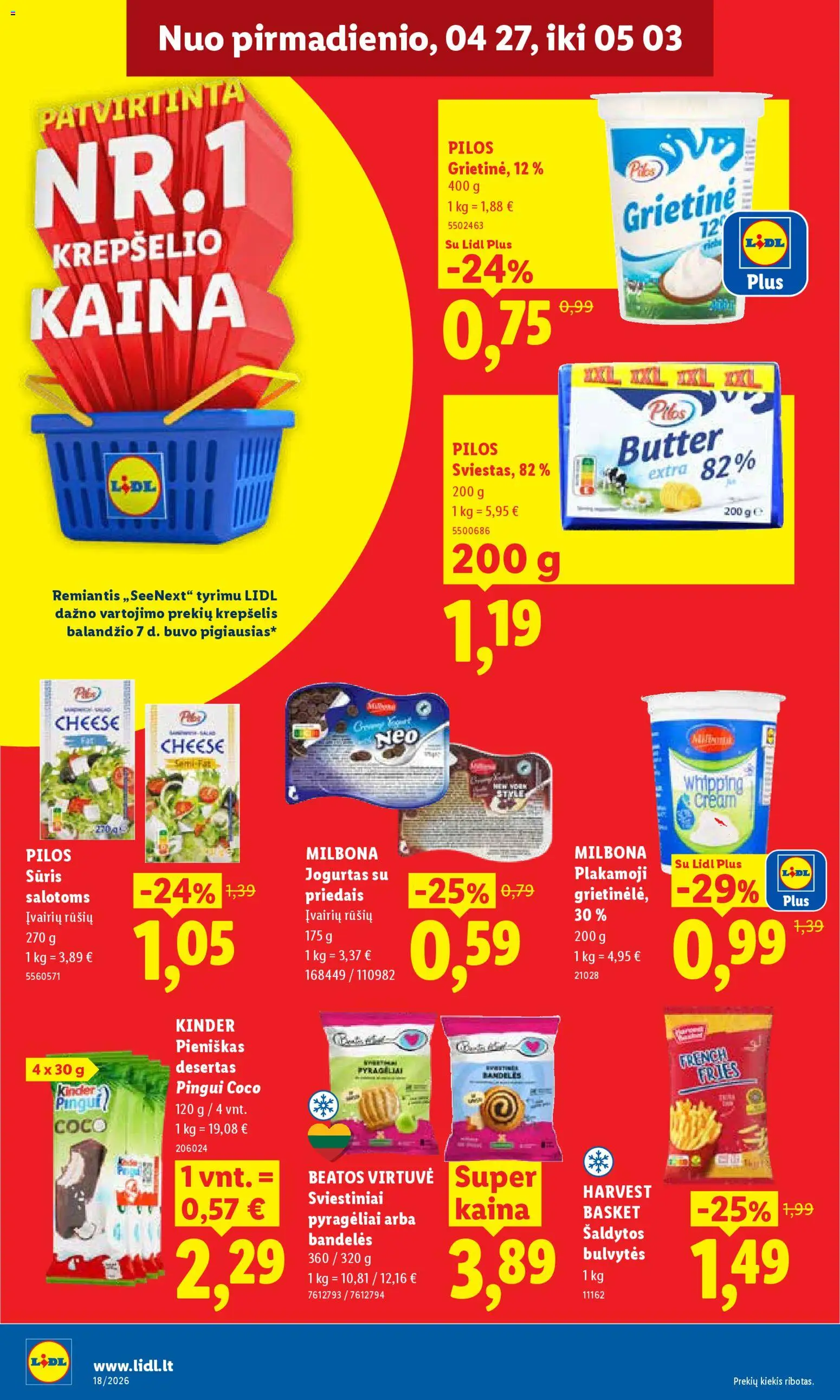 LIDL akcijos nuo 27.04.2026 | Puslapis: 14 | Prekių: Bandelės, Jogurtas, Sūris, Krepšelis