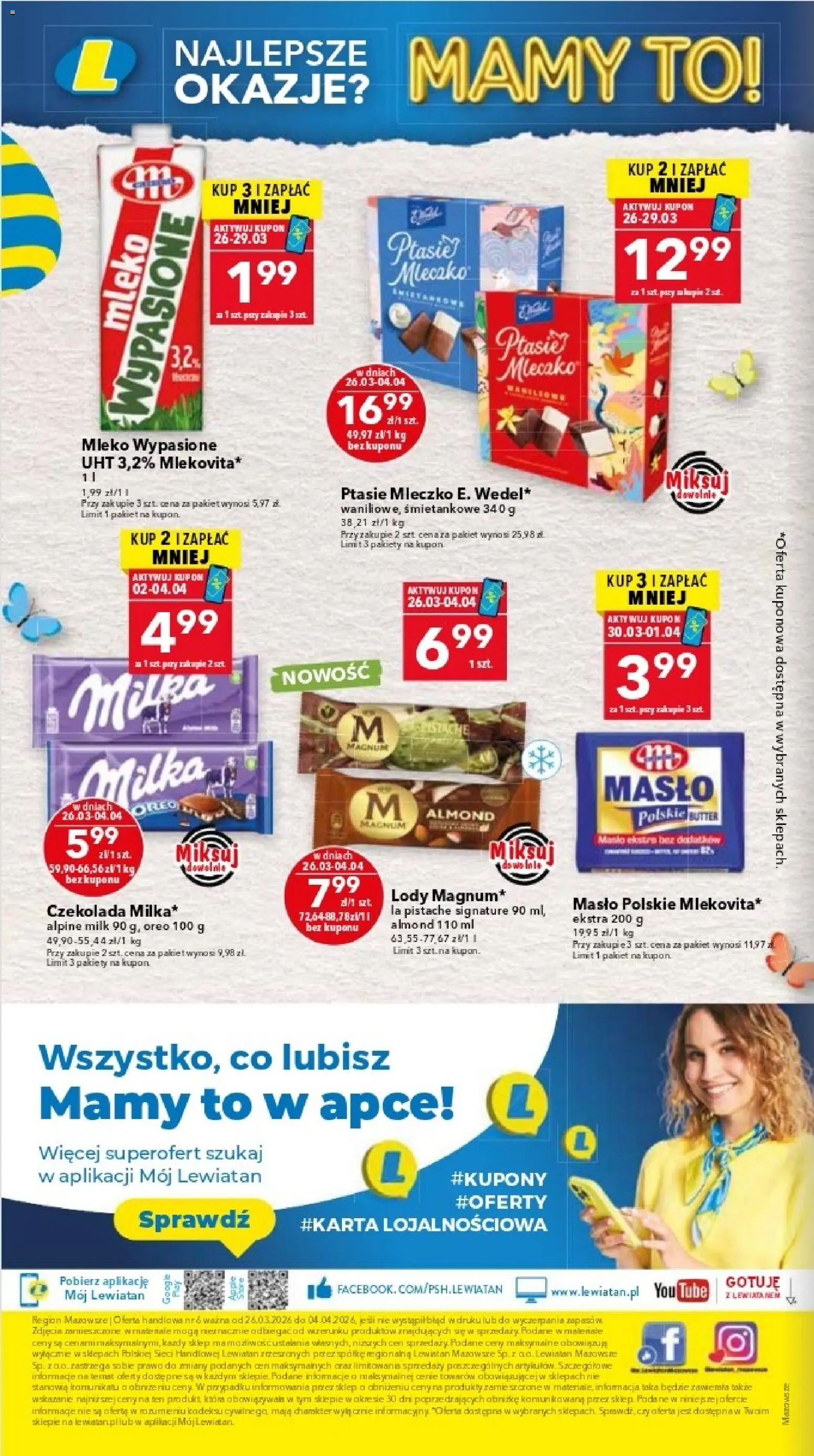 Lewiatan gazetka - Warszawa od 26.03.2026 | Strona: 16 | Produkty: Masło Polskie, Mleko, Masło, Czekolada