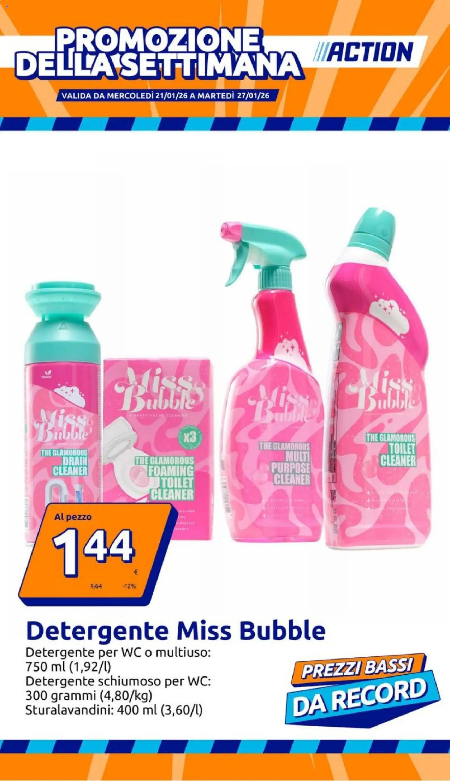 Volantino Action del 21.01.2026 | Pagina: 1 | Prodotti: Detergente, detergente per WC, The, WC
