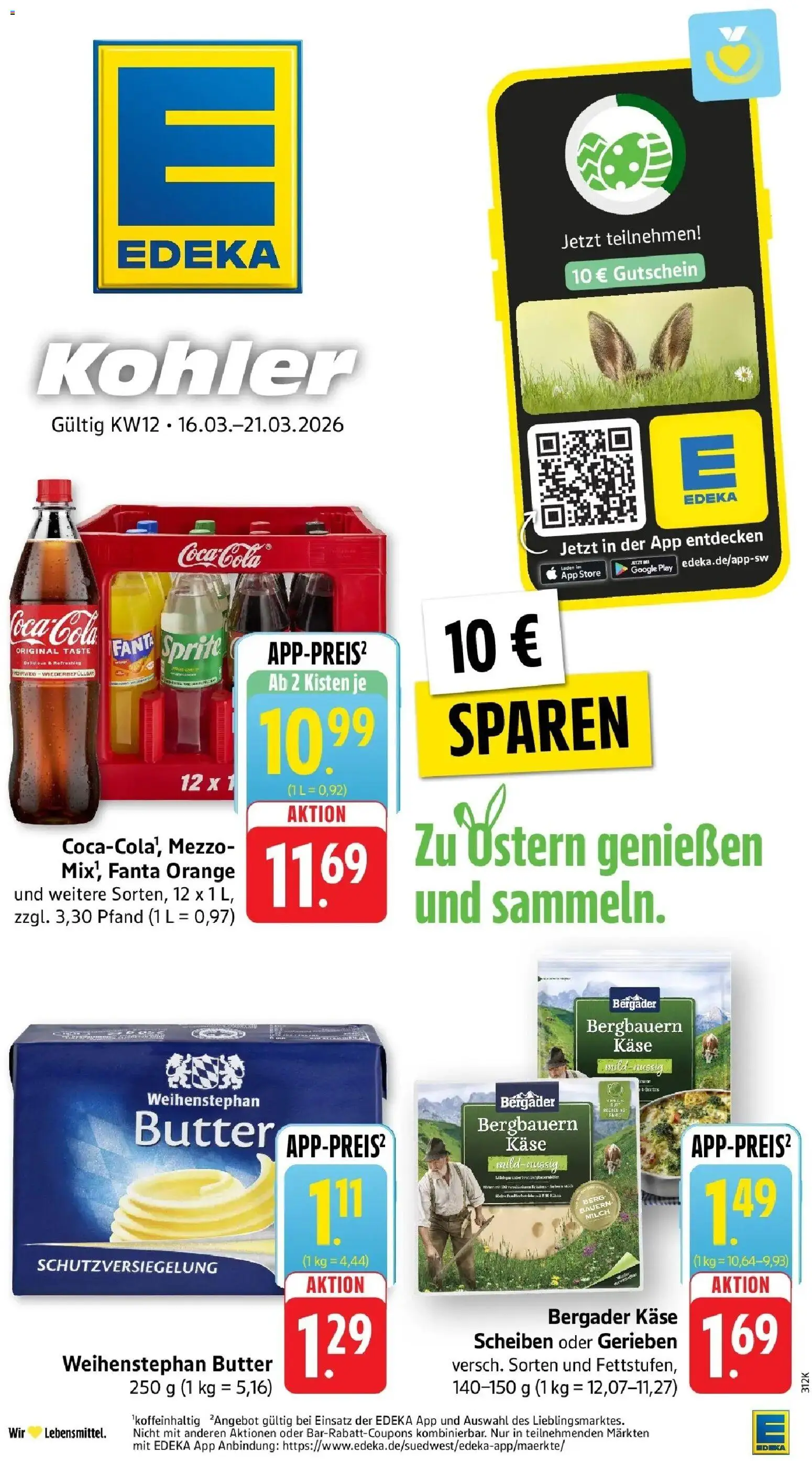 Edeka prospekt Ettenheim	 – gültig ab 16.03.2026 | Seite: 1 | Produkte: LG, Sprite, Cola, Weihenstephan butter
