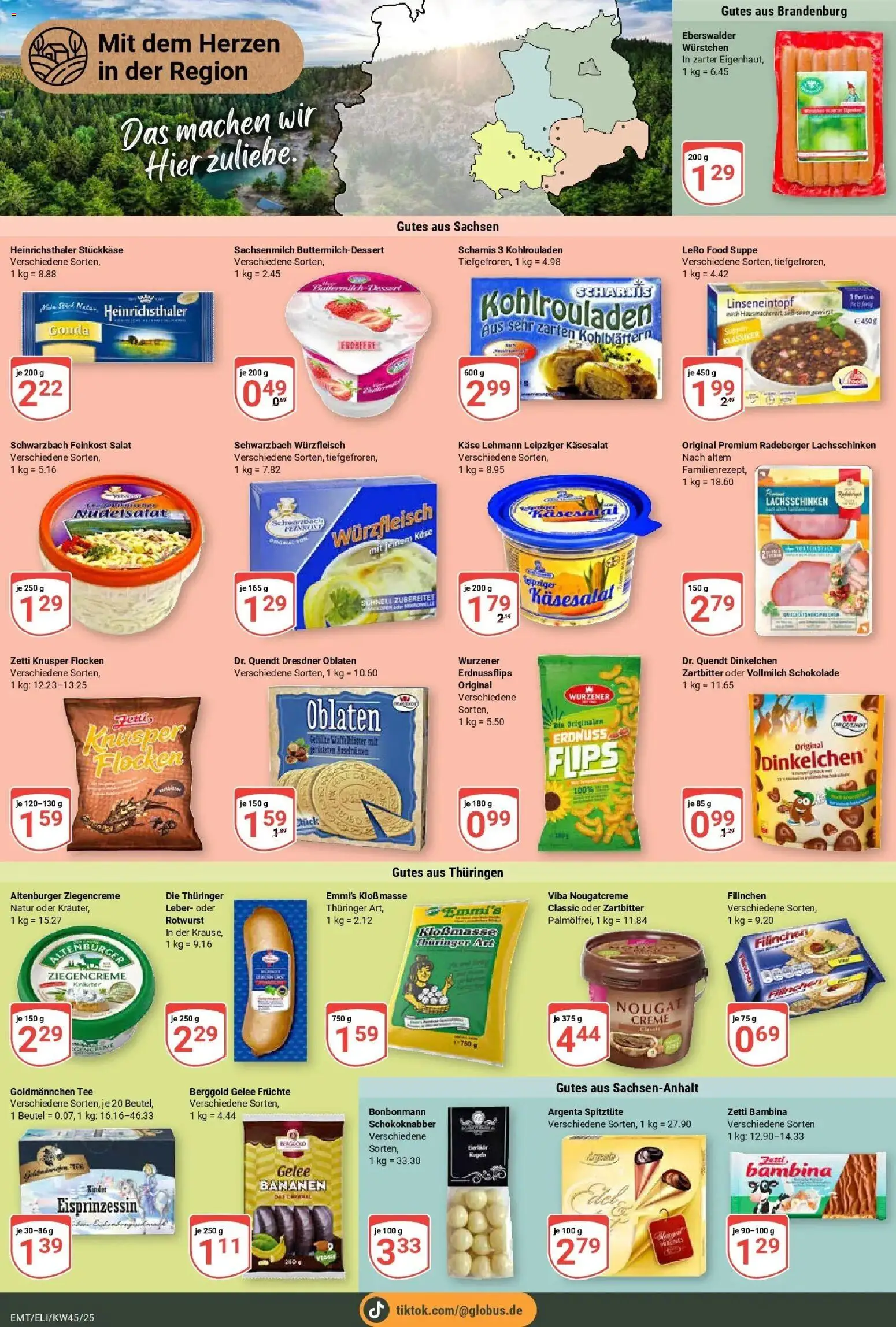 Globus prospekt Erfurt-Linderbach	 – gültig ab 02.11.2025 | Seite: 21 | Produkte: Käse, Bananen, Creme, Tee