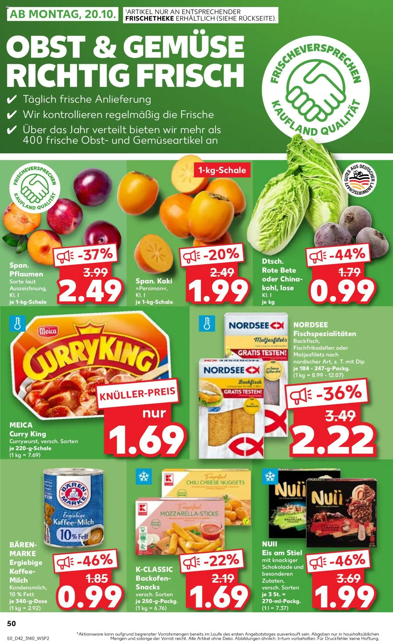 Kaufland prospekt Leipzig	 – gültig ab 16.10.2025 | Seite: 50 | Produkte: Milch, Kaffee, Gemüse, Obst
