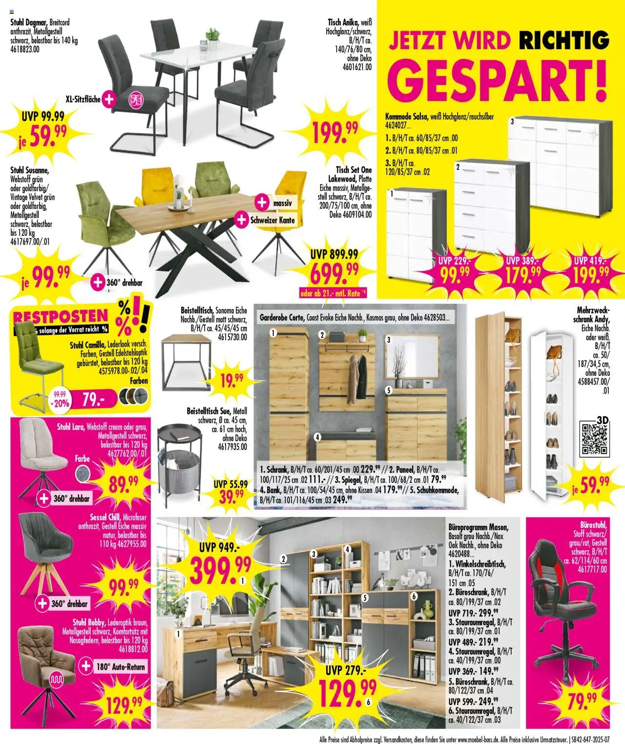 SB Möbel Boss Prospekt Neubrandenburg – gültig ab 11.10.2025 | Seite: 7 | Produkte: Beistelltisch, Sessel, Tisch, Schrank