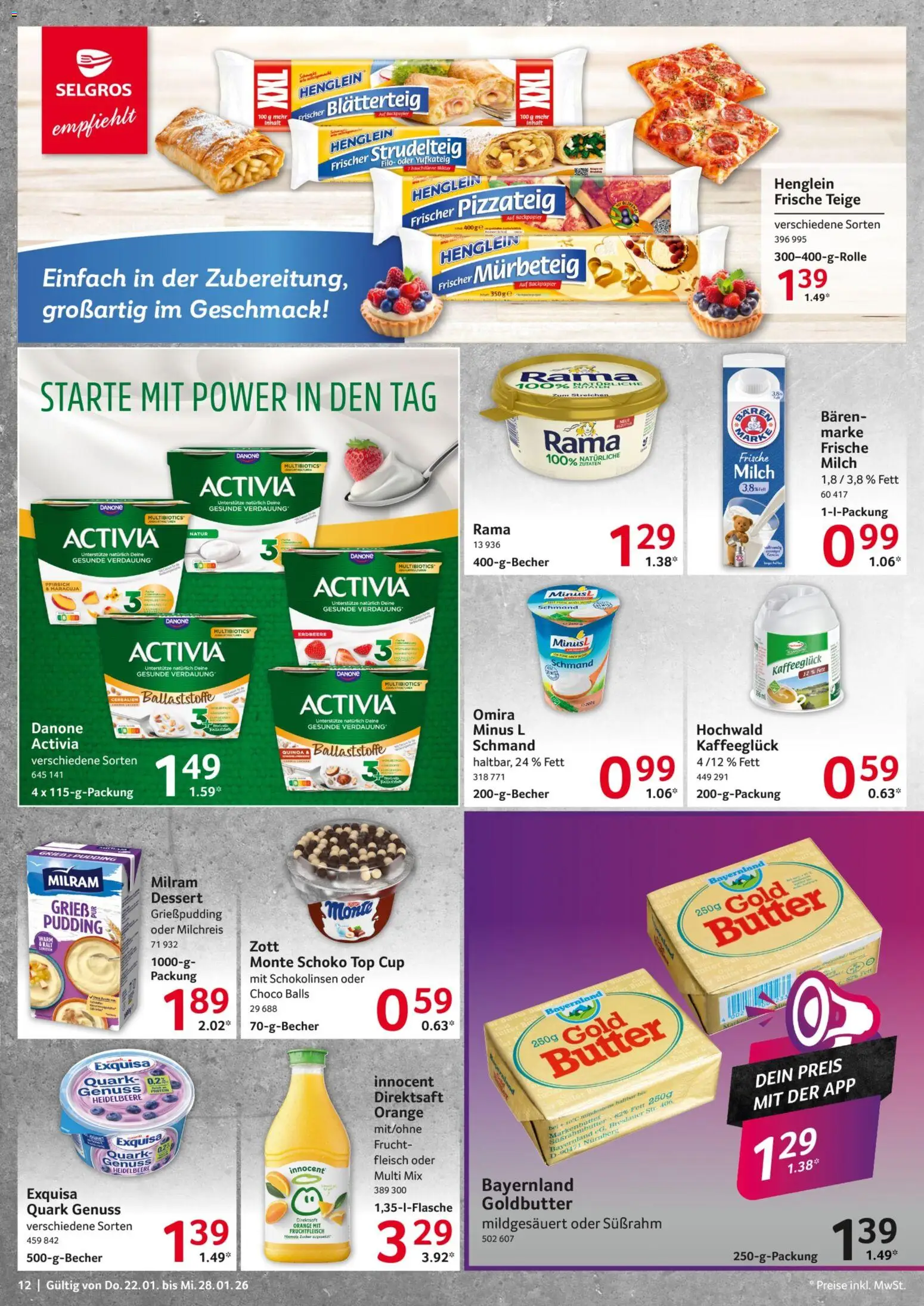 Selgros Prospekt 	 – gültig ab 22.01.2026 | Seite: 12 | Produkte: Top, Activia, Rama, Fleisch