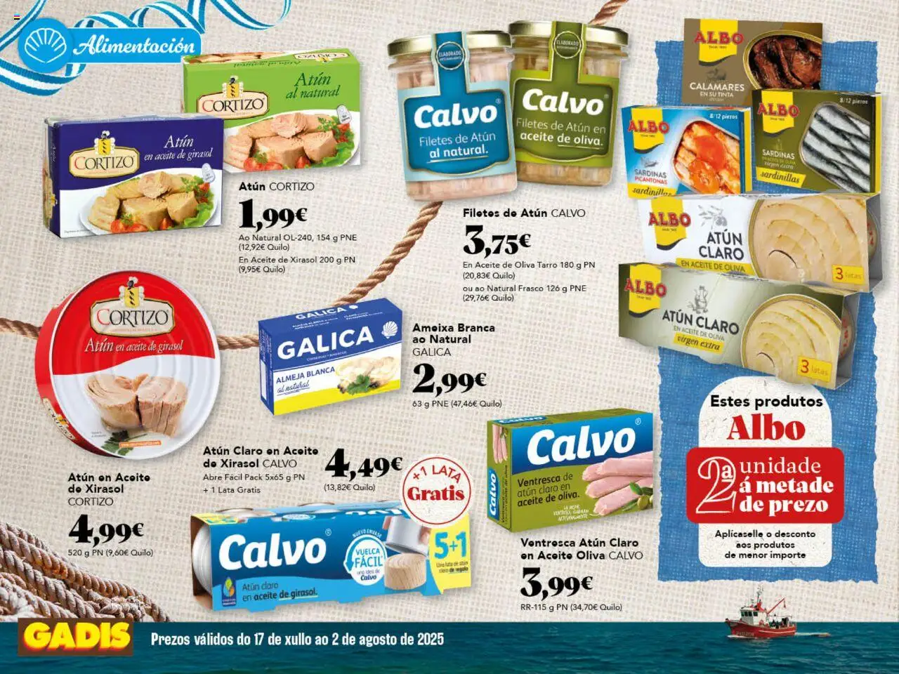 Gadis folleto Galicia │ válido desde el 17.07.2025 | Página: 22 | Productos: Calamares, Aceite de oliva, Aceite de girasol, Atún claro