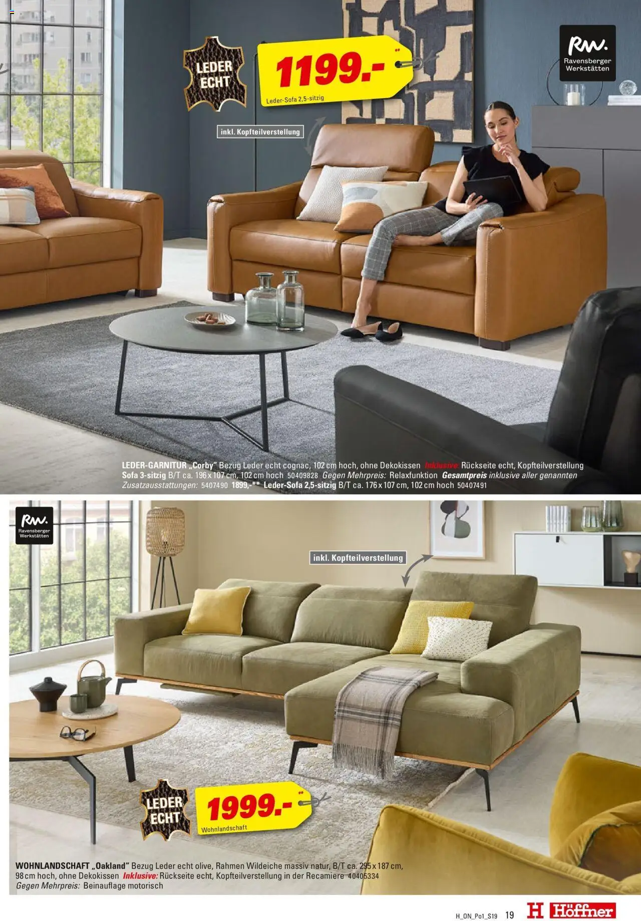 Höffner - Polster Spezial - gültig ab dem 03.06.2025 | Seite: 19 | Produkte: Wohnlandschaft, Ledersofa, Sofa