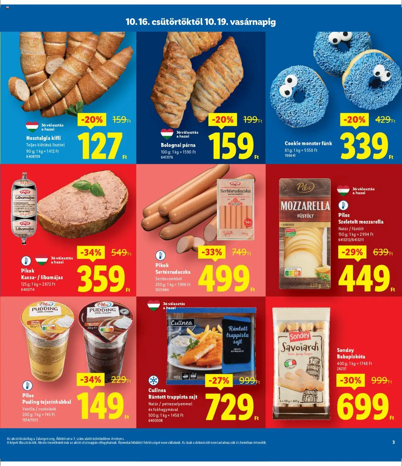 Lidl akciós ujság - amely érvényes a következő dátumtól: 16.10.2025 | Oldal: 3 | Termékek: Mozzarella, Kifli, Párna, Trappista sajt