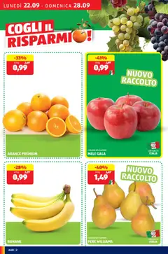 Volantino Aldi del 22.09.2025 | Pagina: 2 | Prodotti: Mele, Arance, Banane