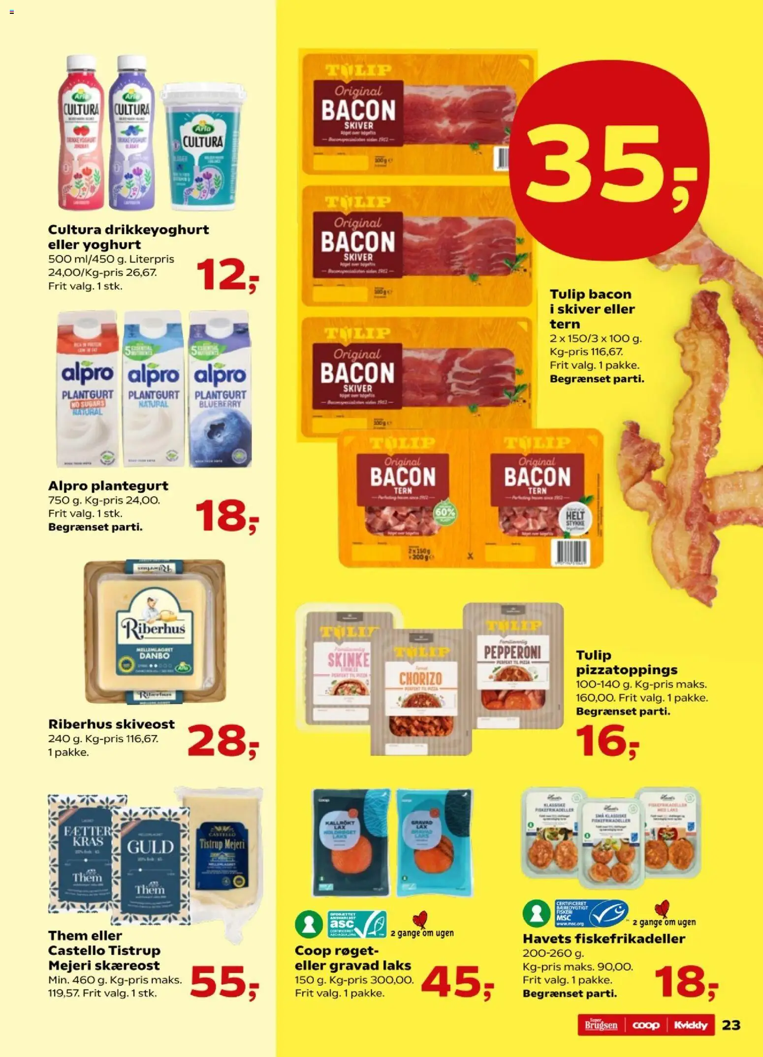 Kvickly tilbudsavis – gyldig fra 01.01.2026 | Side: 25 | Produkter: Yoghurt, Fiskefrikadeller, Skiveost, Bacon