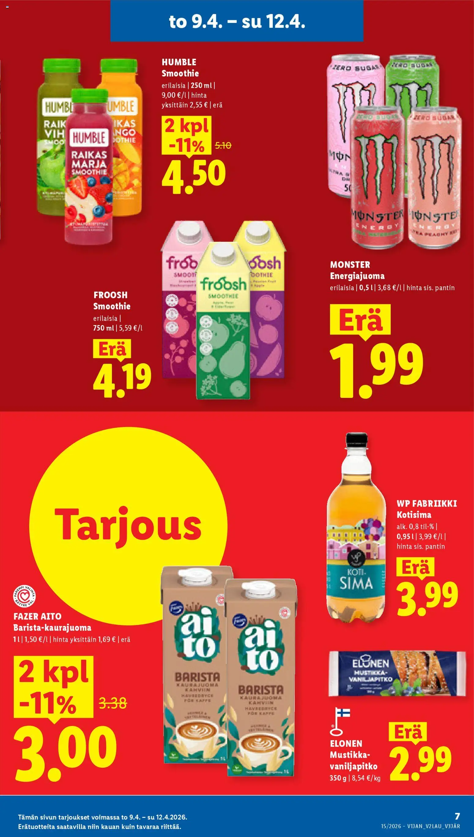 Lidl tarjoukset - Rovaniemi – voimassa 09.04.2026 alkaen | Sivu: 7 | Tuotteet: Mustikka, Energiajuoma