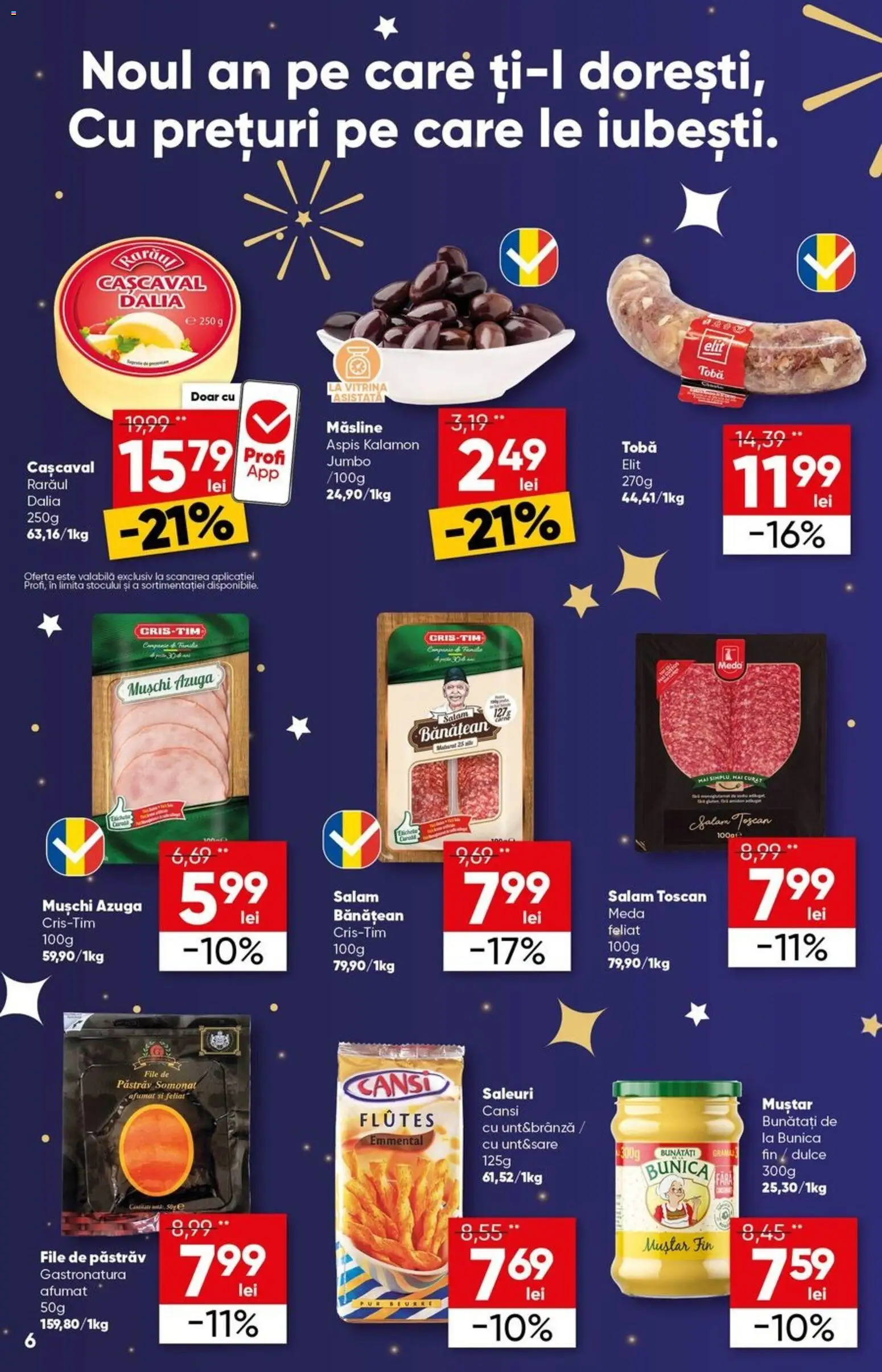Noul catalog Profi – valabil de la 26.12.2025 | Pagină: 6 | Produse: Cașcaval, Măsline, Salam, Muștar
