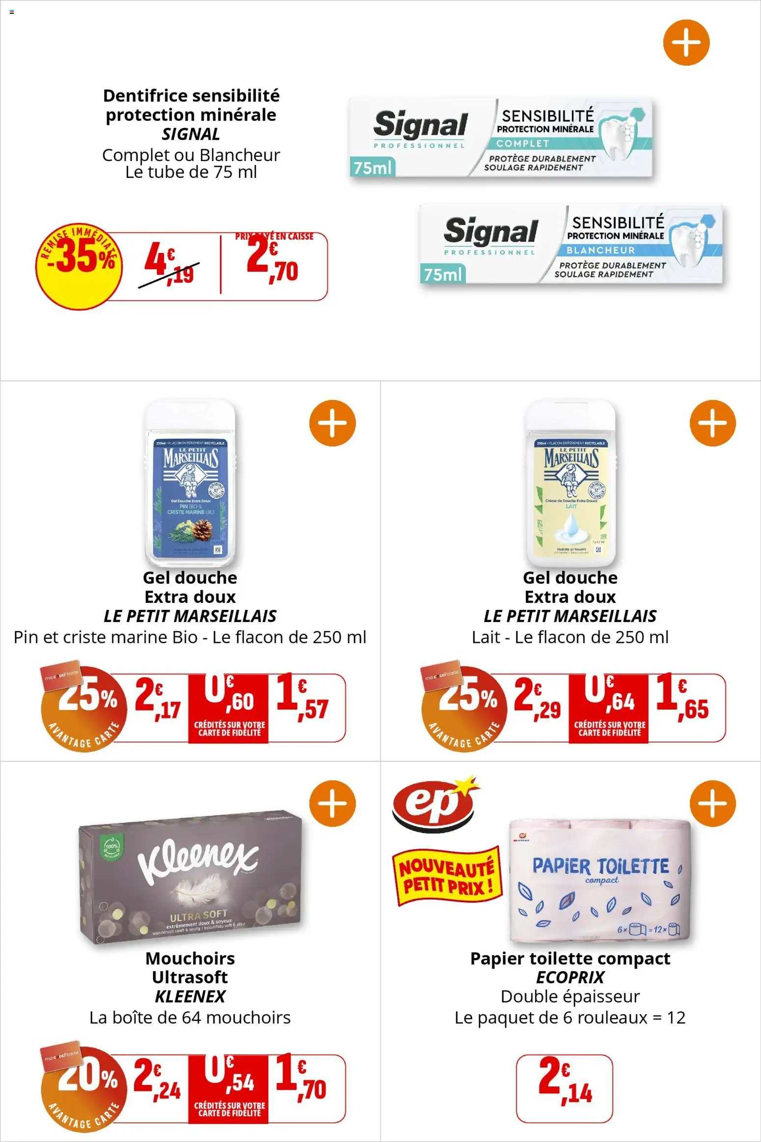 {H1} | Page: 24 | Produits: Papier toilette, Dentifrice, Douche, Lait
