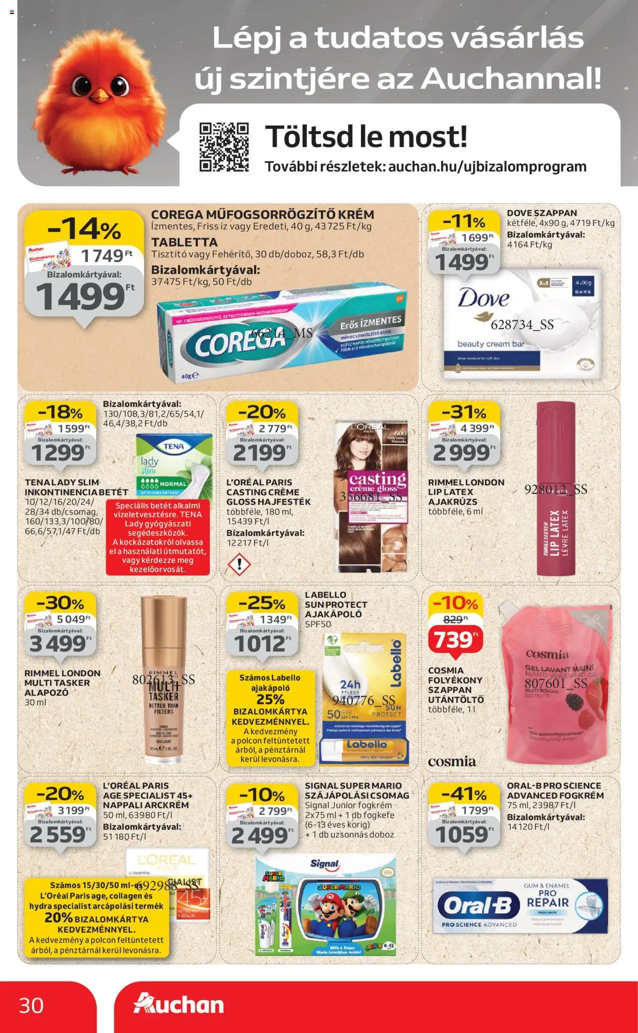 Auchan akciós ujság - amely érvényes a következő dátumtól: 07.08.2025 | Oldal: 30 | Termékek: Arckrém, Doboz, Alapozó, Fogkefe