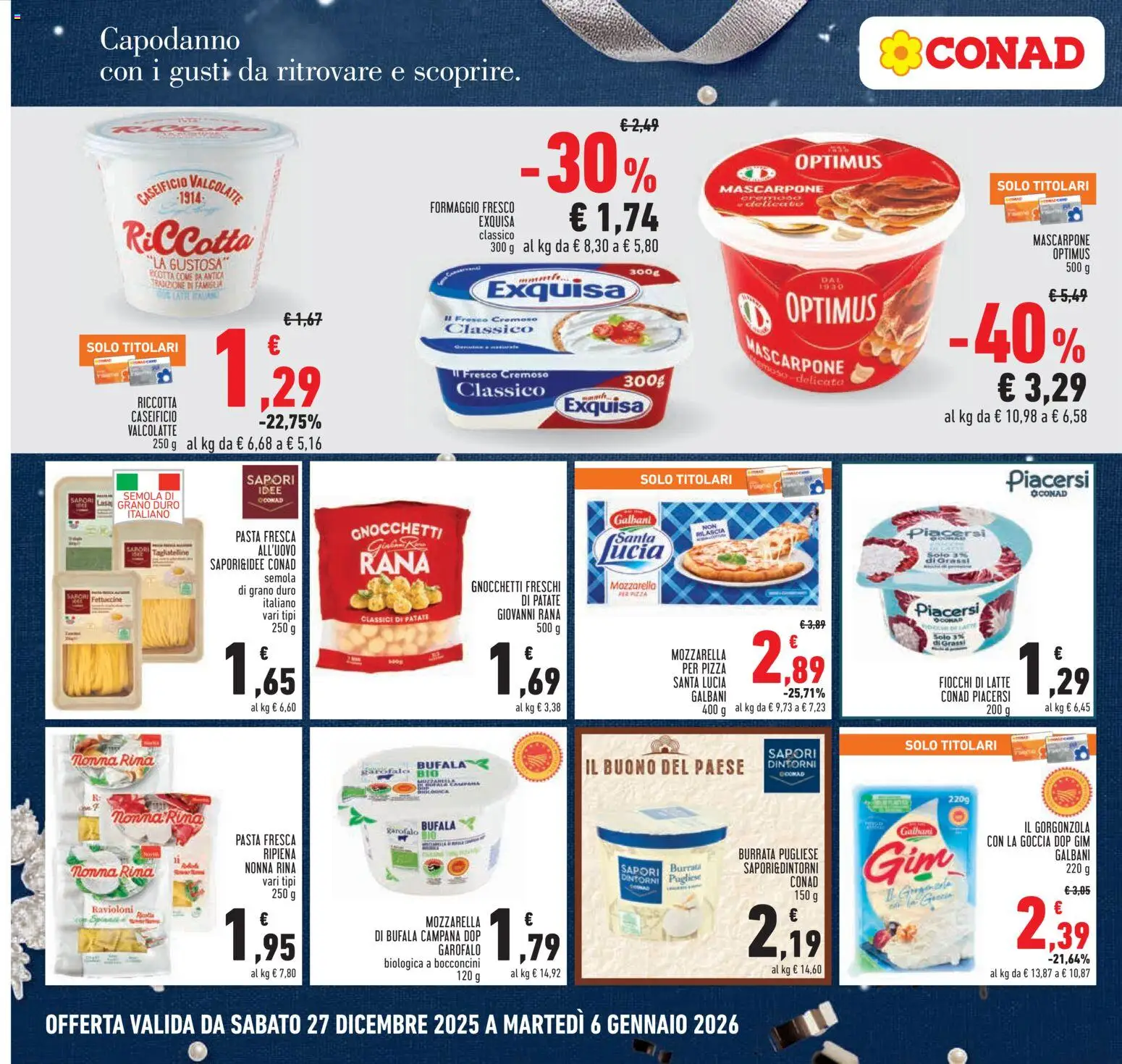 Volantino Conad del 27.12.2025 | Pagina: 12 | Prodotti: Patate, Mozzarella, Formaggio, Mascarpone