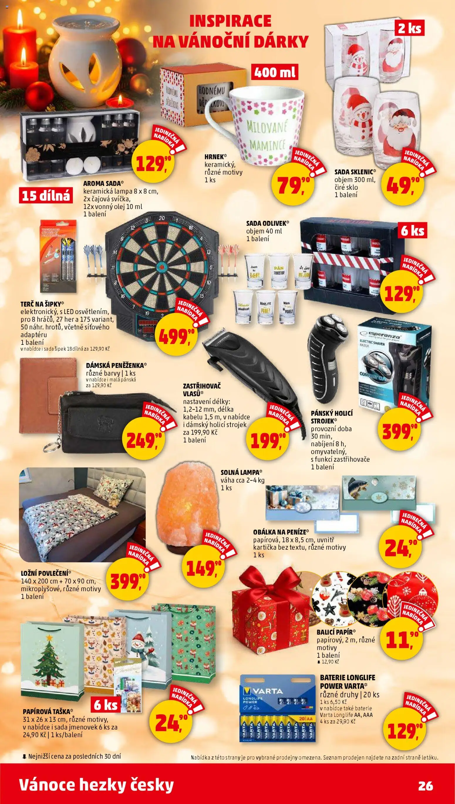 Penny Market leták - Čtvrtečník od 11.12.2025 | Strana: 26 | Produkty: Šipky, Taška, Holicí strojek, Lampa