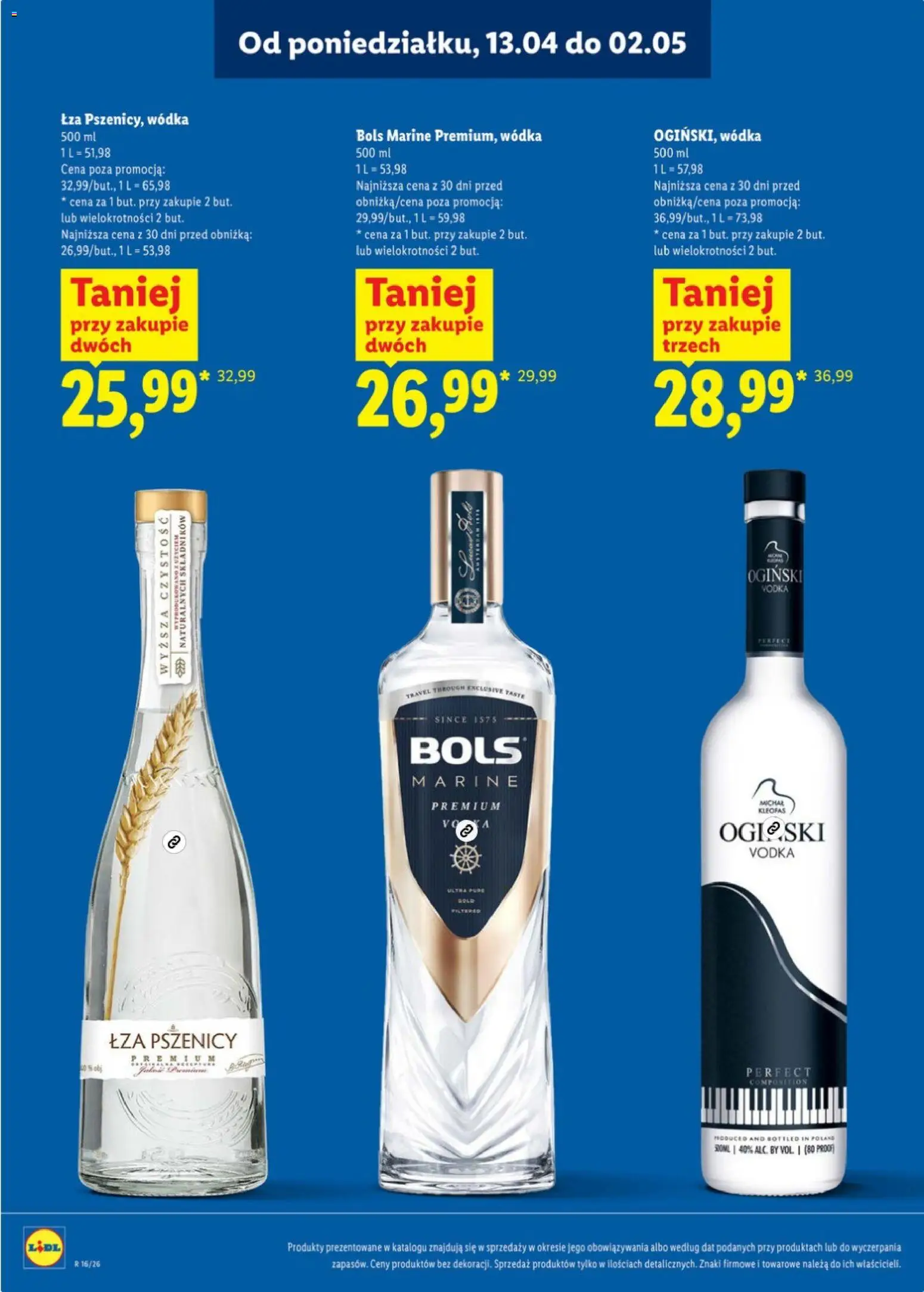 Lidl Katalog alkoholi mocnych od 13.04.2026 | Strona: 3 | Produkty: Ogiński, Vodka, Wódka