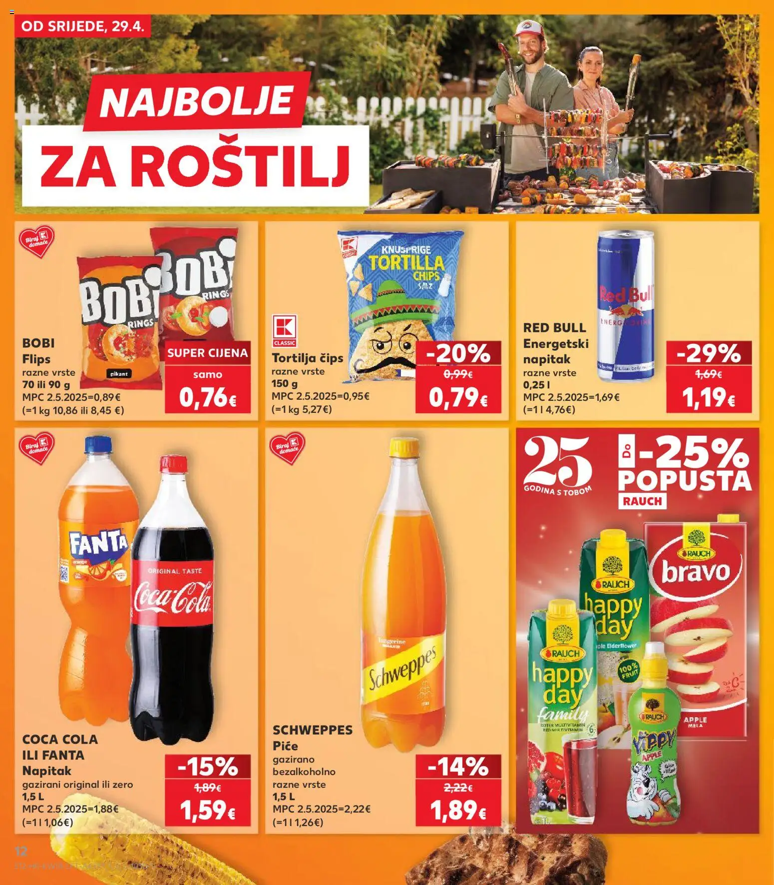 Kaufland HR akciós ujság - amely érvényes a következő dátumtól: 29.04.2026 | Oldal: 12 | Termékek: Chips, Red bull, Cola, Multivitamin
