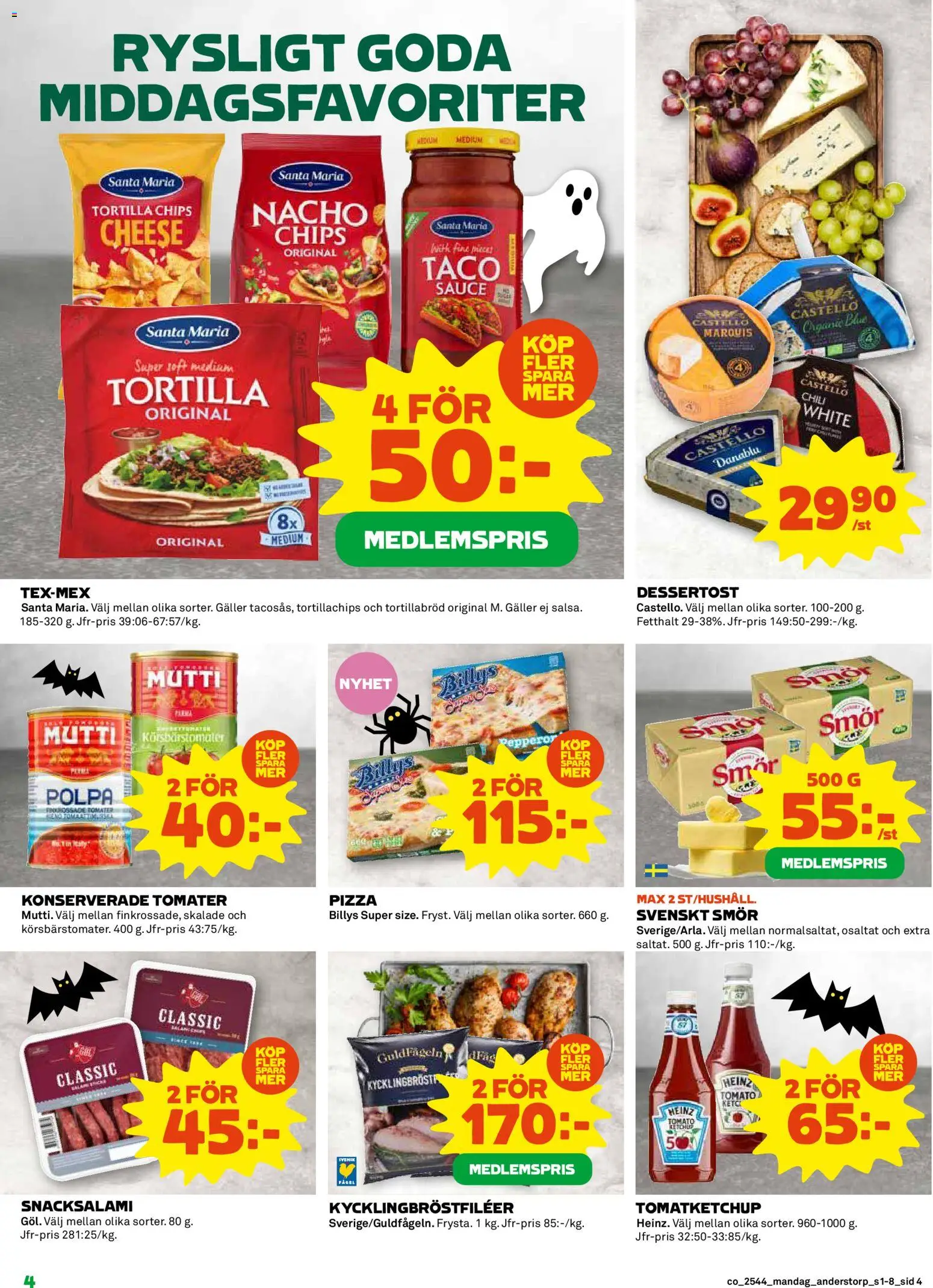 Coop reklamblad aktuell från 27.10.2025 | Sida: 4 | Produkter: Tortilla, Tortillachips, Pizza, Tomater