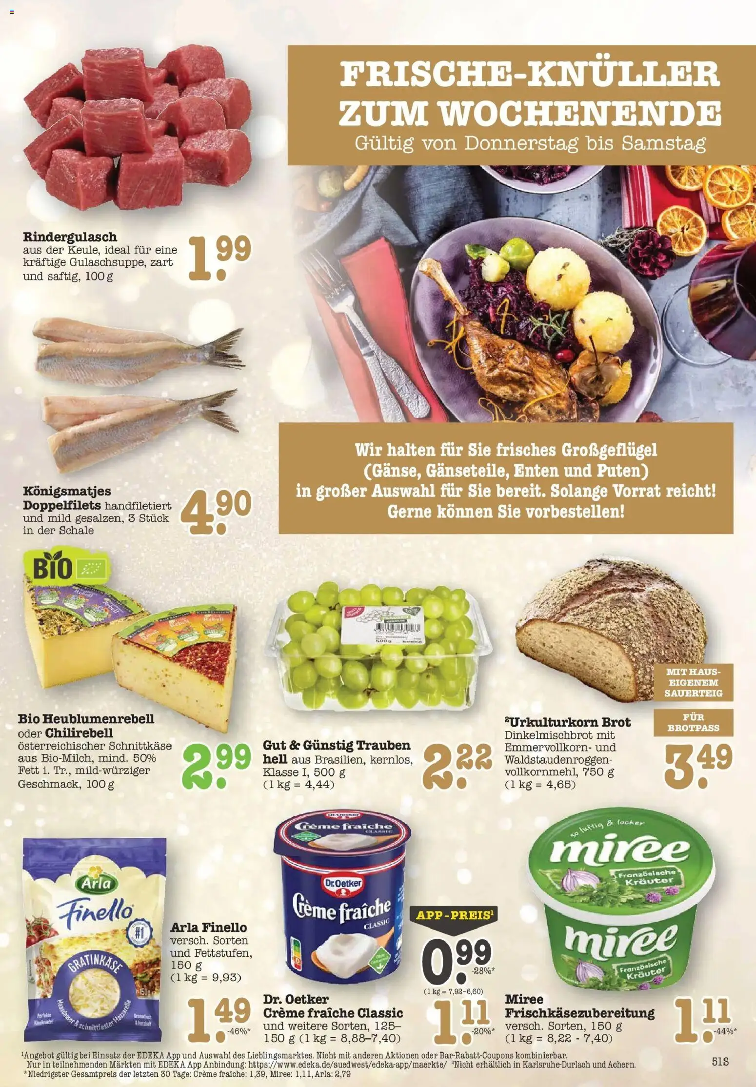 Edeka prospekt Bühlertal	 – gültig ab 15.12.2025 | Seite: 55 | Produkte: Rindergulasch, Trauben, Creme, Brot