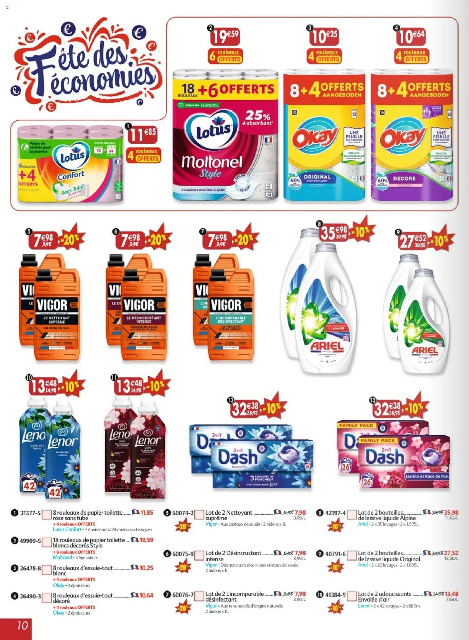 {H1} | Page: 10 | Produits: Papier toilette, Lenor, Lessive Liquide, Lessive