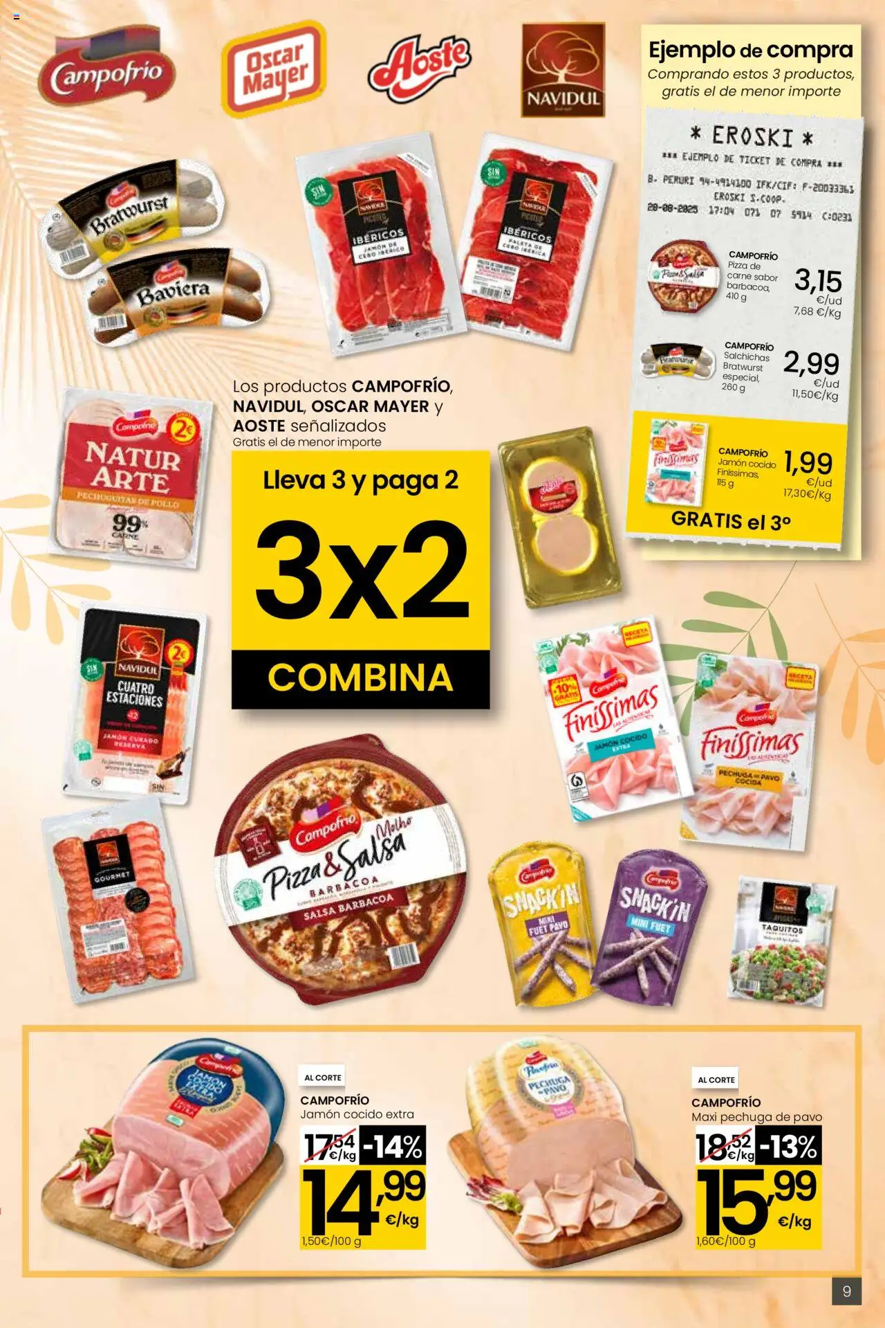 Eroski - Ofertón │ válido desde el 28.08.2025 | Página: 9 | Productos: Jamón, Jamón cocido, Pizza, Barbacoa