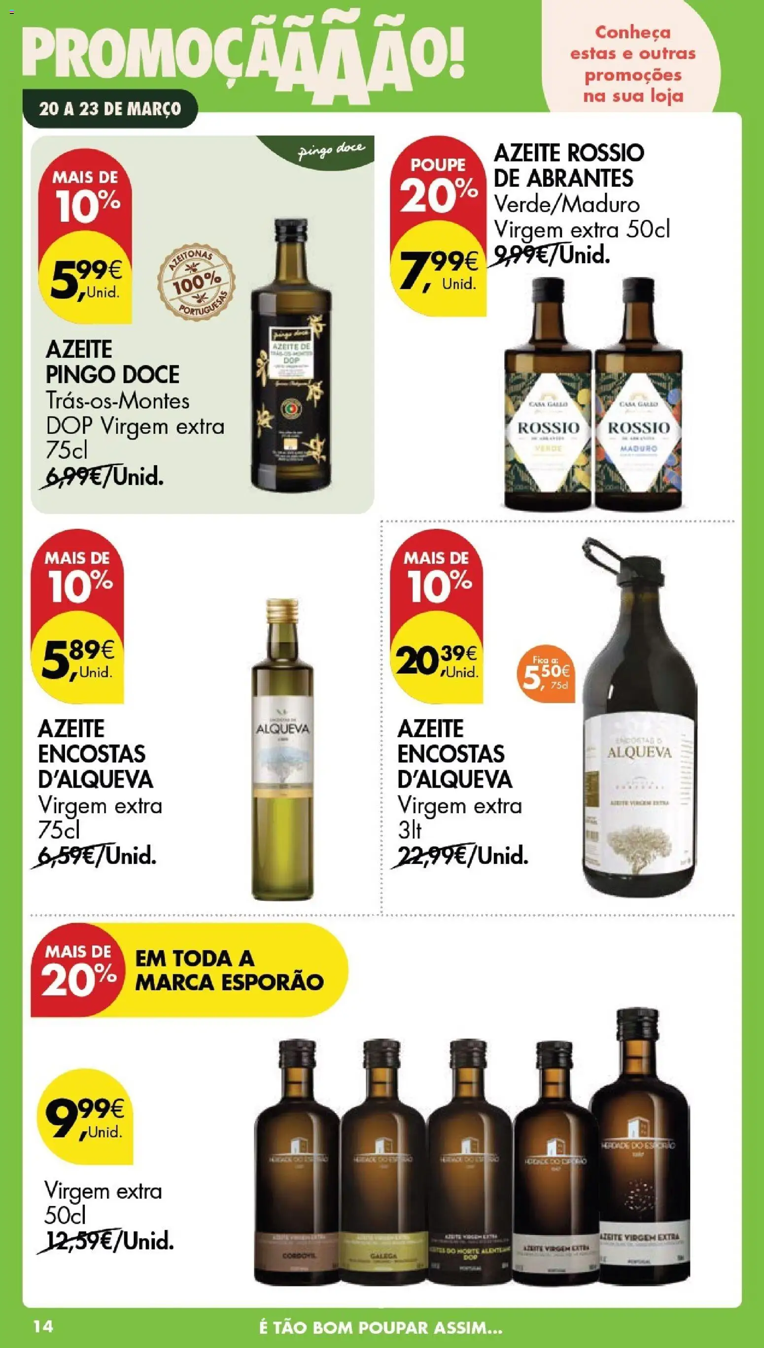 Pingo Doce Poupe este Fim de Semana │ válido de 20.03.2026 | Página: 14 | Produtos: Azeite, Azeitonas, Leite