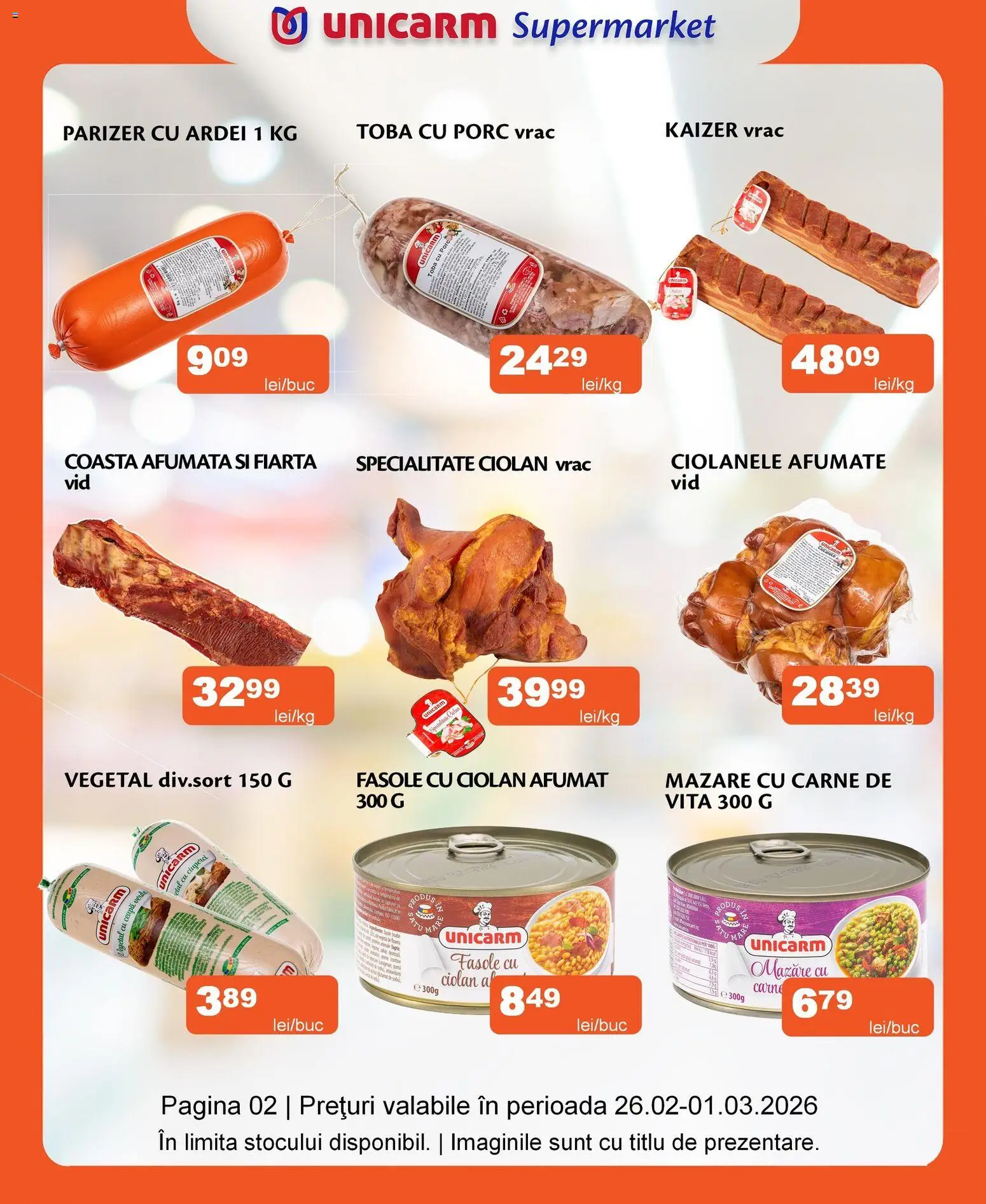 Noul catalog Unicarm – valabil de la 26.02.2026 | Pagină: 2 | Produse: Mazăre, Ciuperci, Ardei, Ceapă