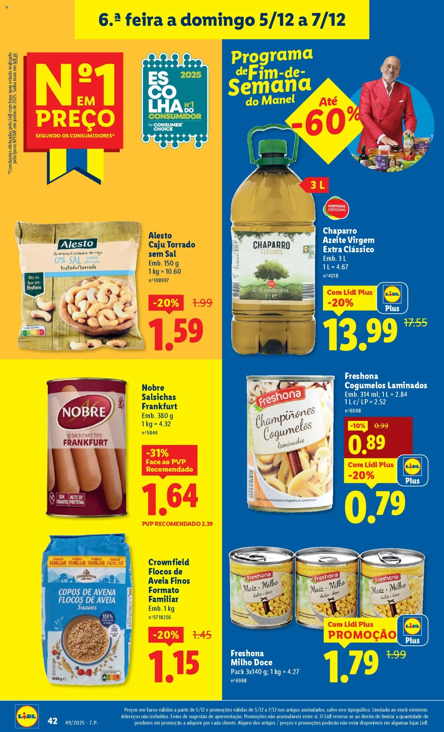 Lidl folheto │ válido de 01.12.2025 | Página: 42 | Produtos: Copos, Sal, Cogumelos, Milho