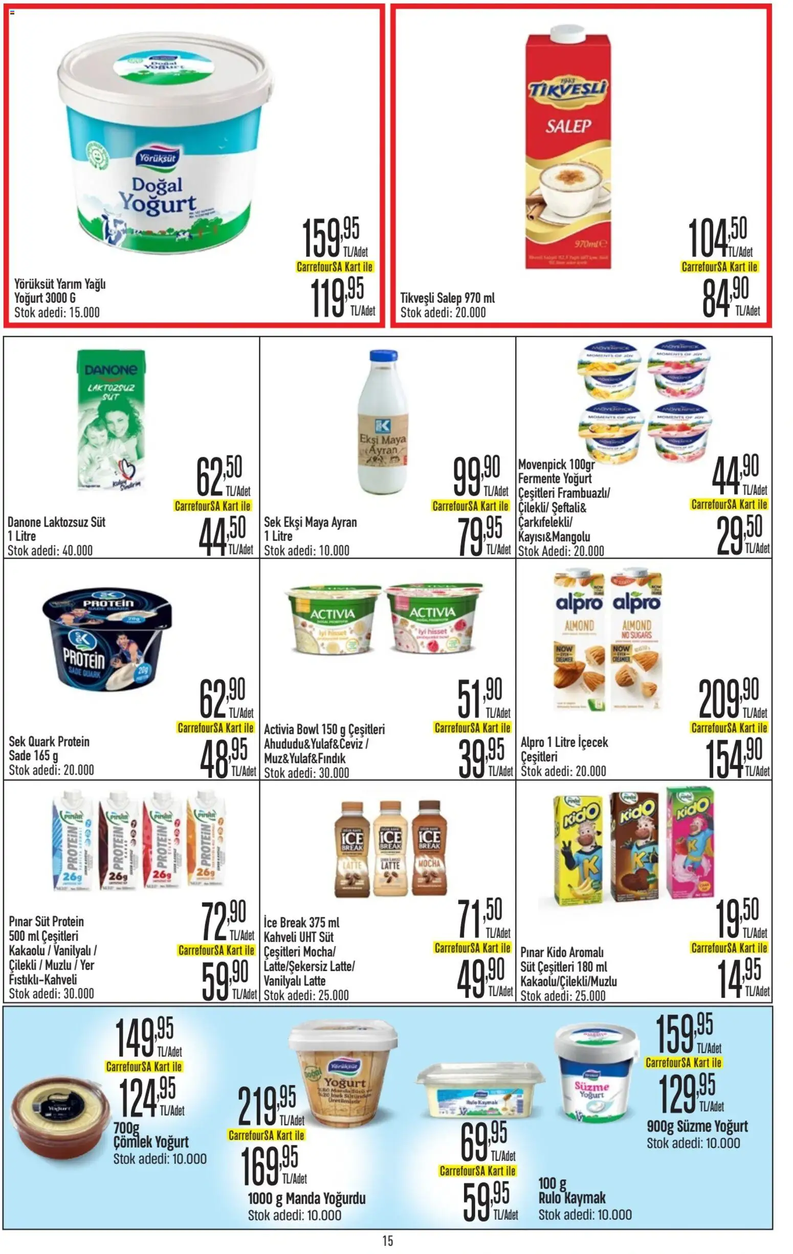 CarrefourSA Katalog - 18.12.2025 tarihinden itibaren geçerlidir | Sayfa: 15 | Ürünler: Süt, Yoğurt