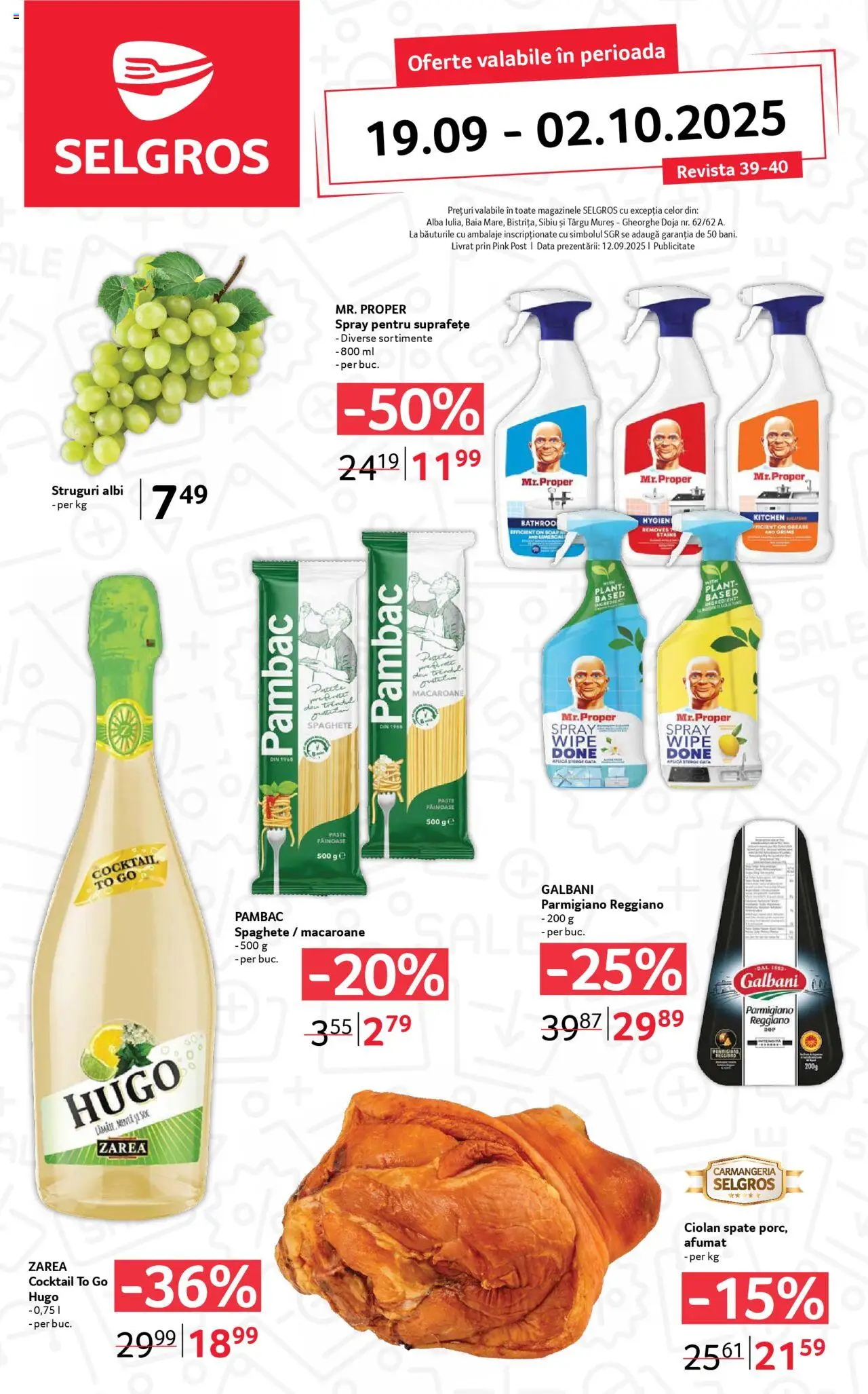 Noul catalog Selgros – valabil de la 19.09.2025 | Pagină: 1 | Produse: Struguri, Cocktail, Paste