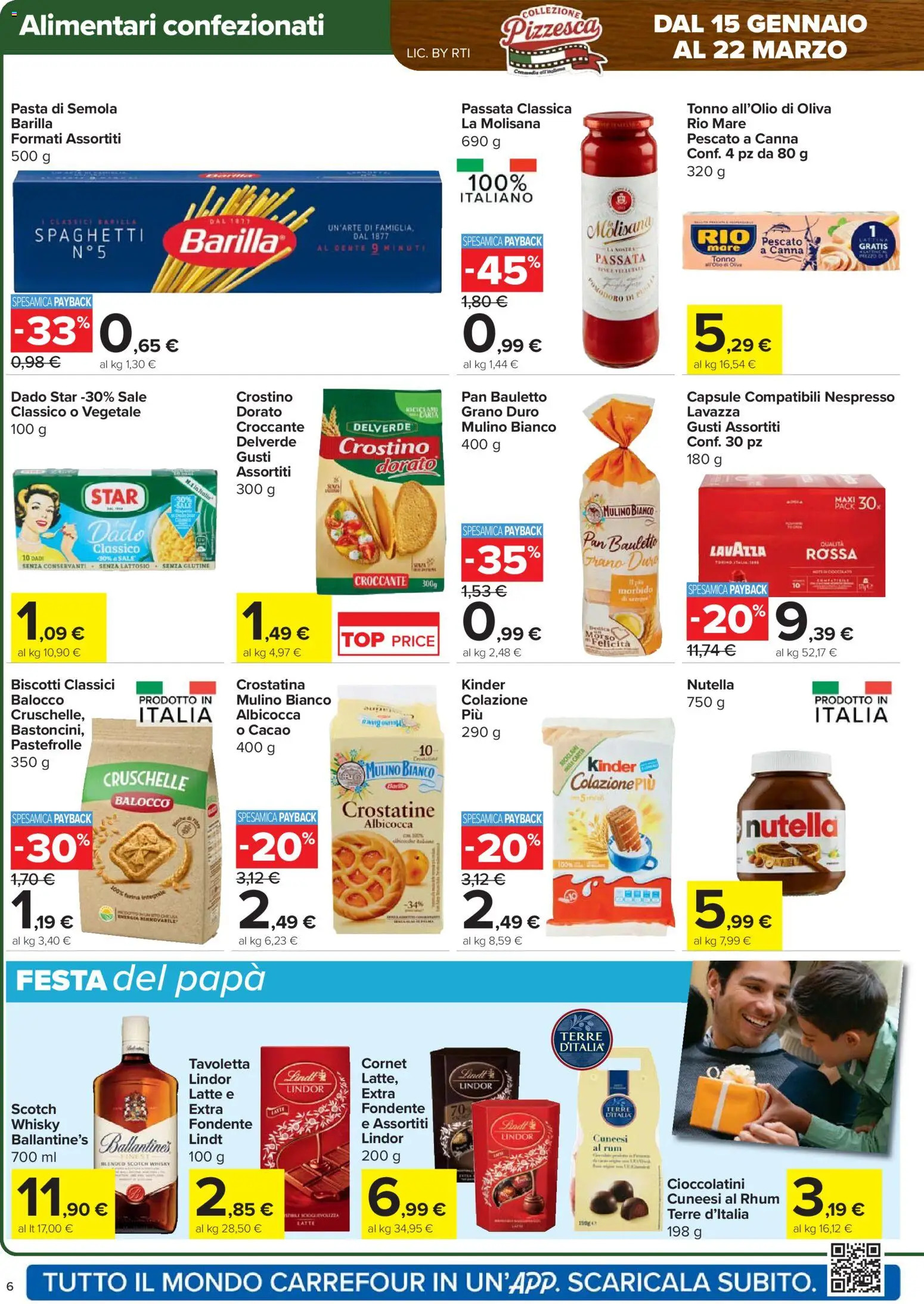 Volantino Carrefour del 12.03.2026 | Pagina: 6 | Prodotti: Pasta, Rum, Nutella, Cioccolatini