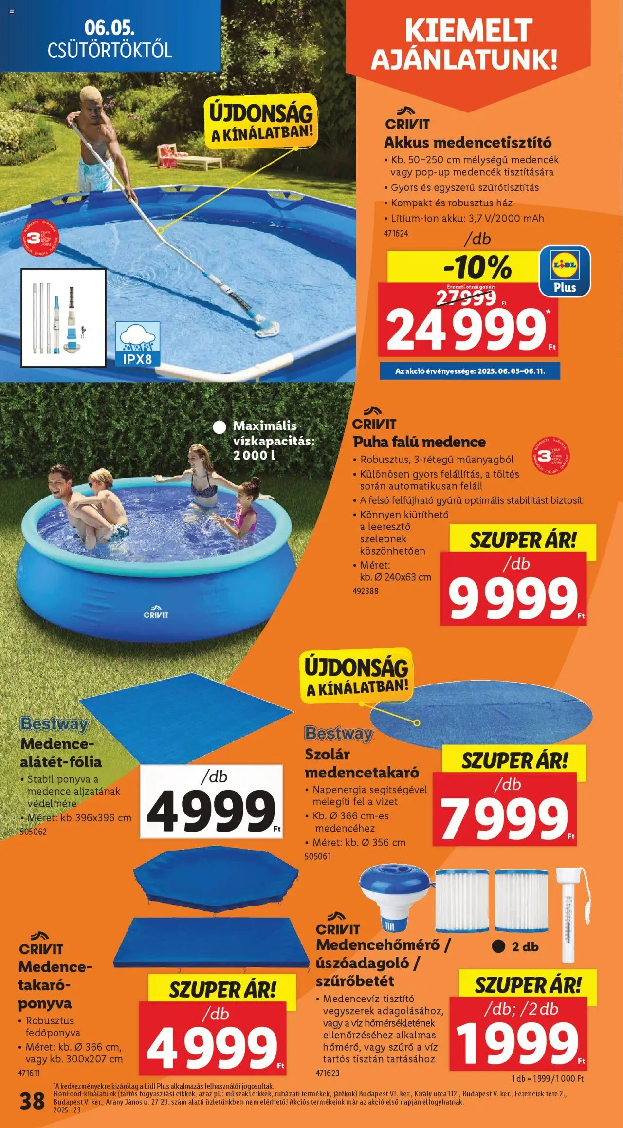 Lidl akciós ujság - amely érvényes a következő dátumtól: 05.06.2025 | Oldal: 38 | Termékek: Játékok, Takaró, Medence, Medencék