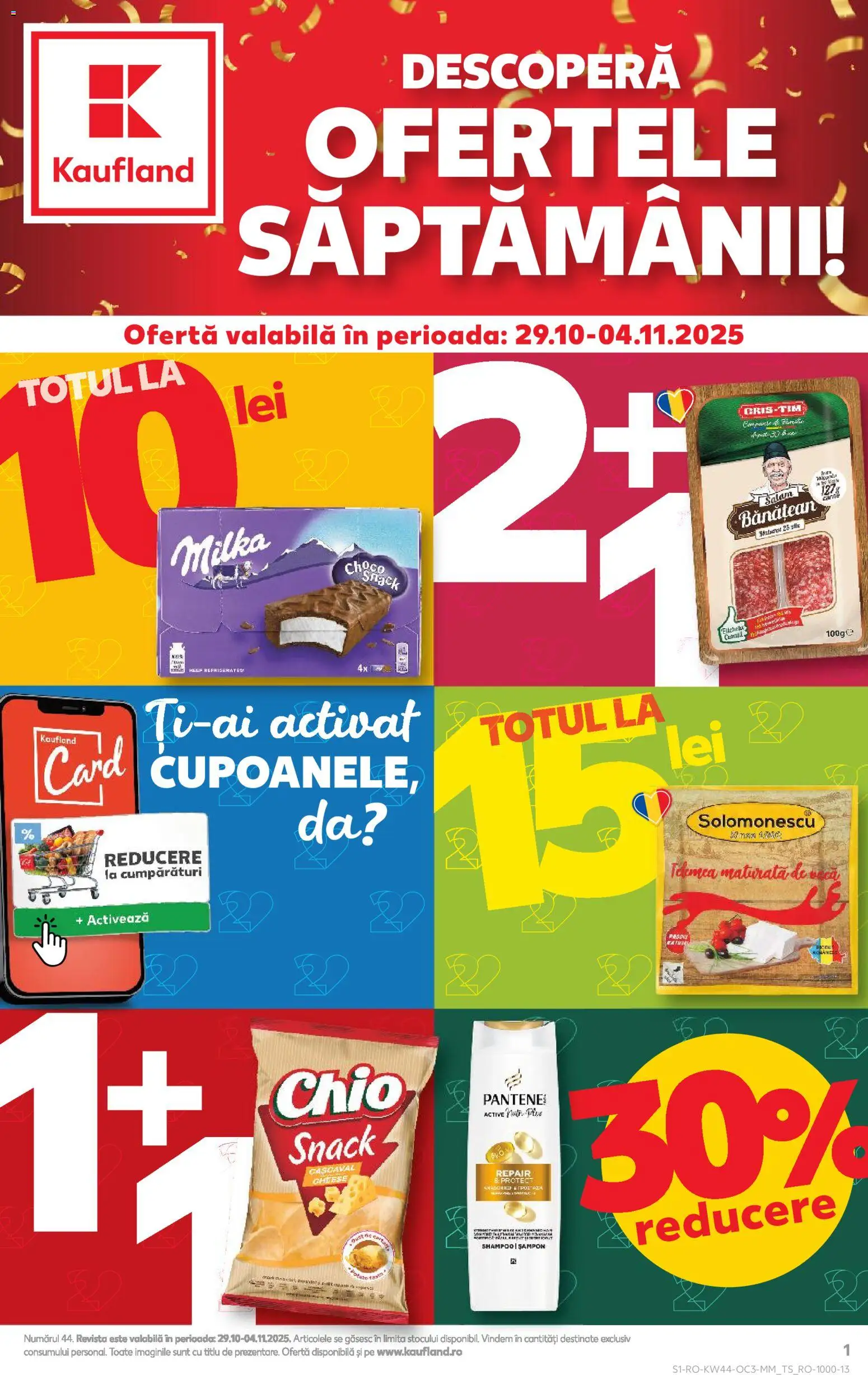 Noul catalog Kaufland – valabil de la 29.10.2025 | Pagină: 1 | Produse: Cașcaval, Șampon, Salam