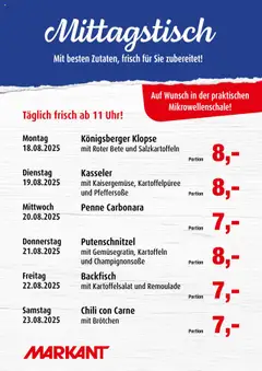 Markant Mittagstisch gültig ab dem 18.08.2025