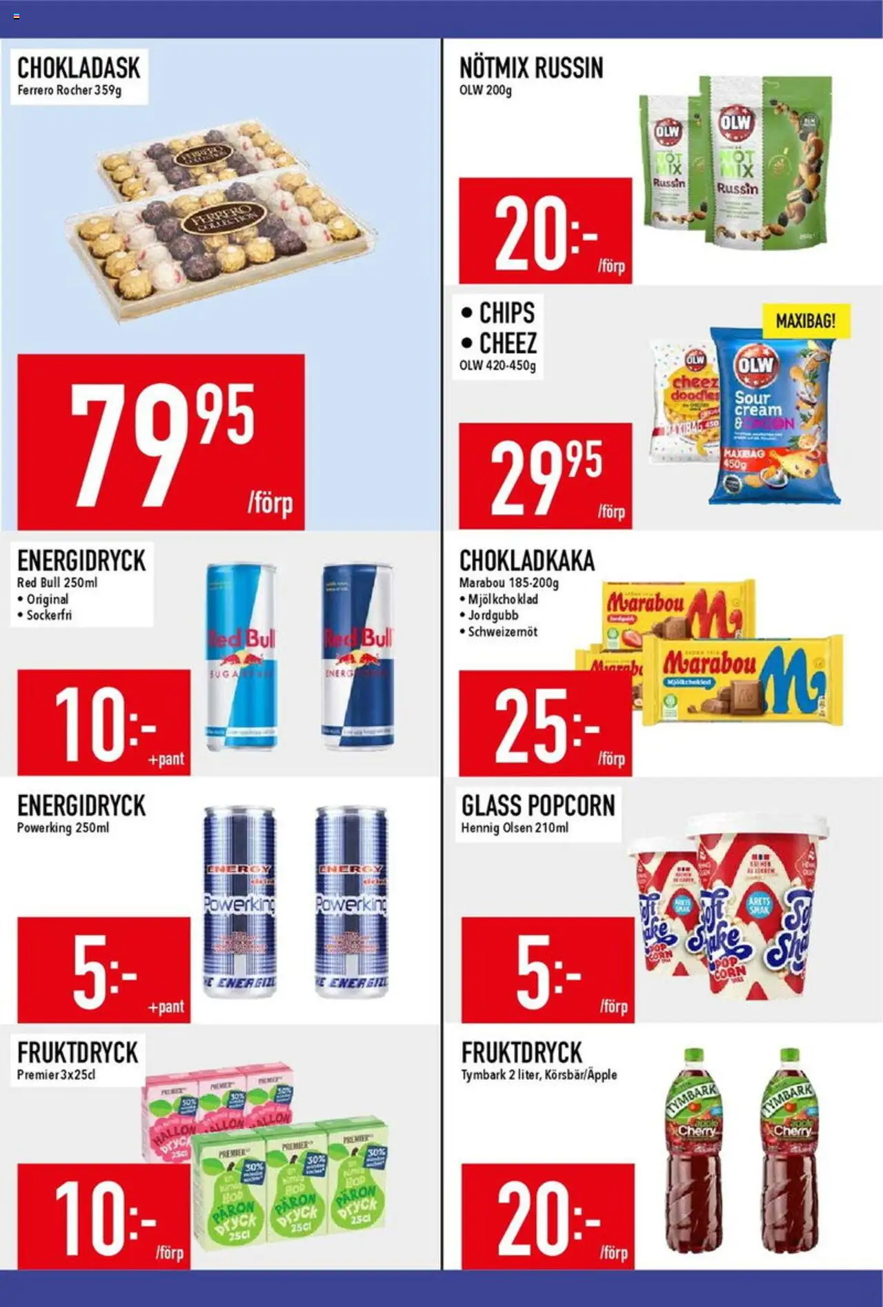 Matdax reklamblad aktuell från 04.08.2025 | Sida: 15 | Produkter: Energidryck, Glass, Hallon, Popcorn