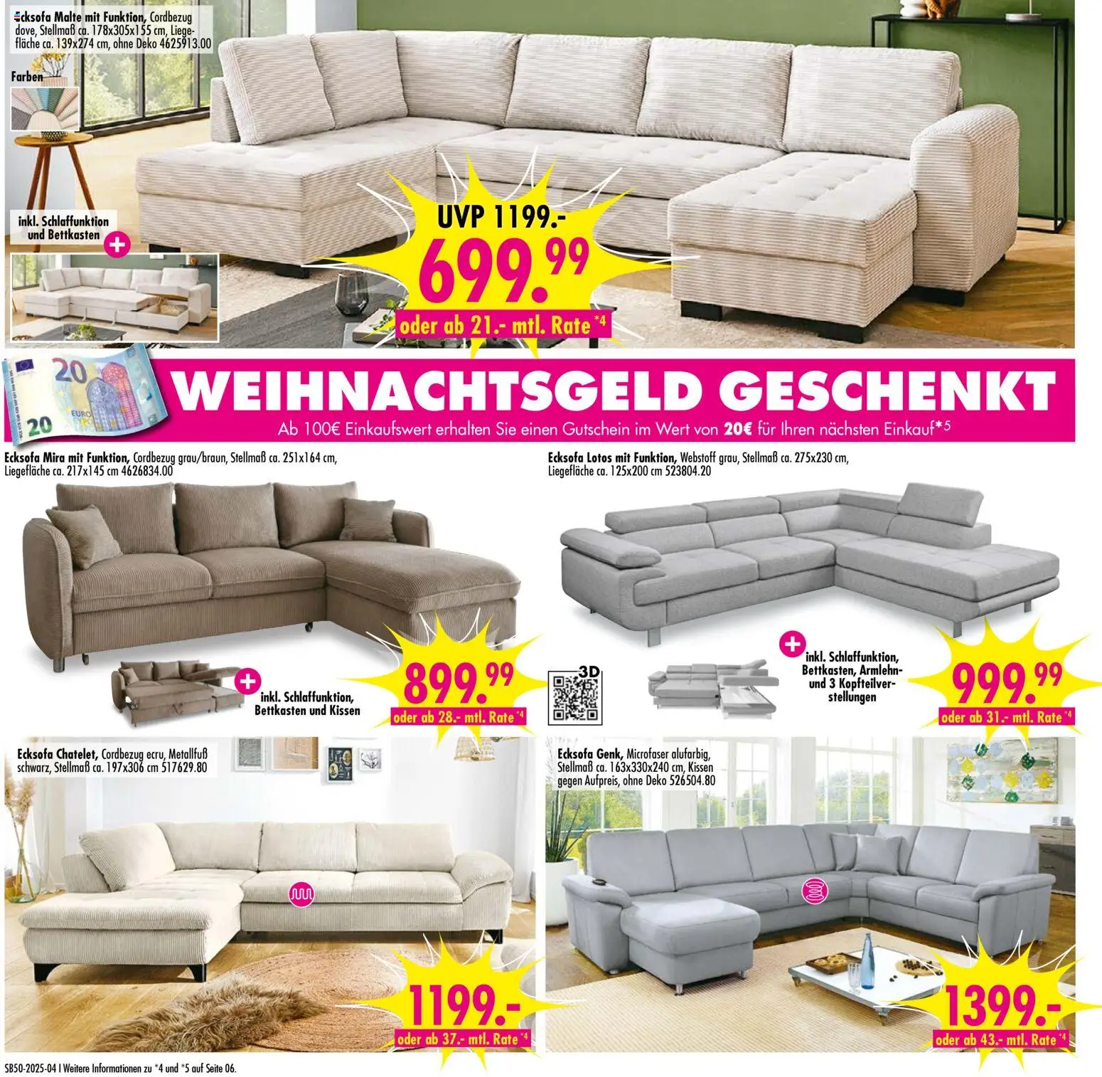 SB Möbel Boss Prospekt Mühlhausen 	 – gültig ab 06.12.2025 | Seite: 4 | Produkte: Ecksofa, Kissen, Liege