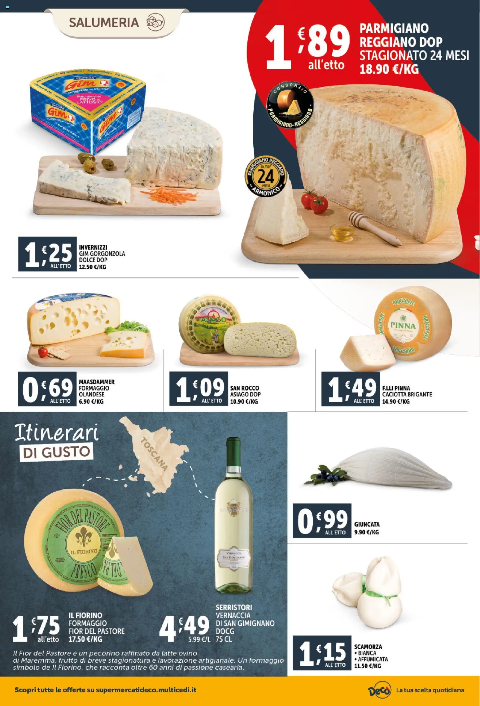 Volantino Decò del 20.01.2026 | Pagina: 2 | Prodotti: Formaggio, Parmigiano reggiano, Gorgonzola, Ovino