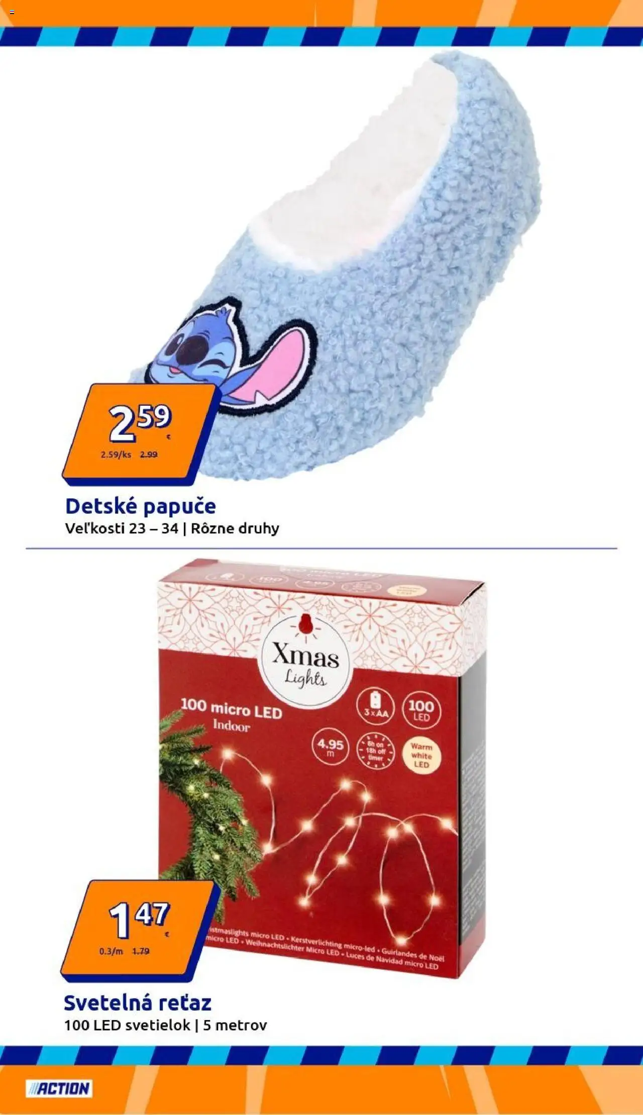 Nové Action akcie – leták je platný od 01.10.2025 | Strana: 2 | Produkty: Led, Papuče