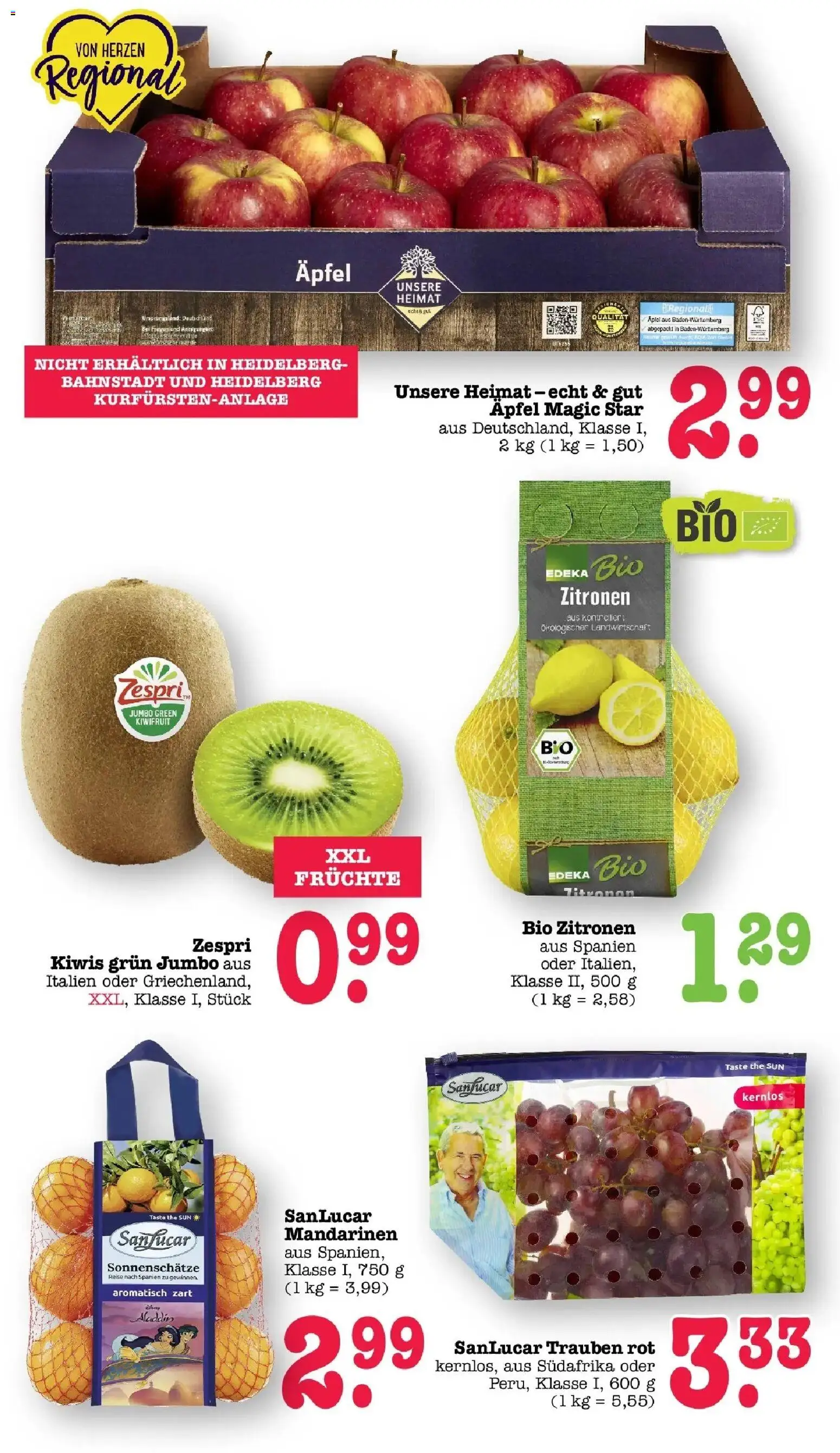 Angebote – gültig ab 16.03.2026 | Seite: 18 | Produkte: Trauben, Äpfel, Mandarinen, Zitronen