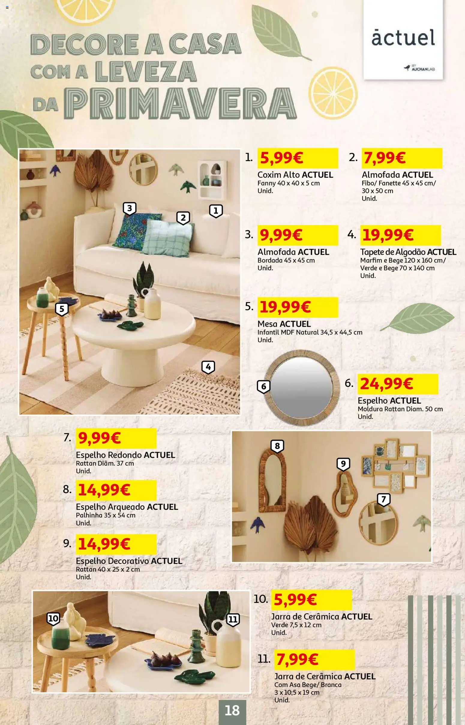 Auchan - Beleza Interiores Spring │ válido de 21.04.2026 | Página: 18 | Produtos: Moldura, Jarra, Almofada, Espelho