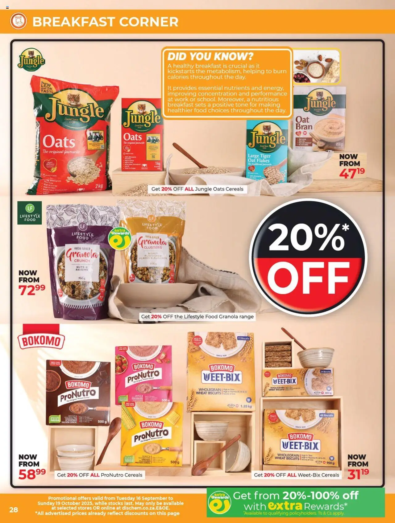 New Dis-Chem catalogue – valid from 16.09.2025 | Page: 28 | Products: Oats, Cereals, Flakes, Raisins